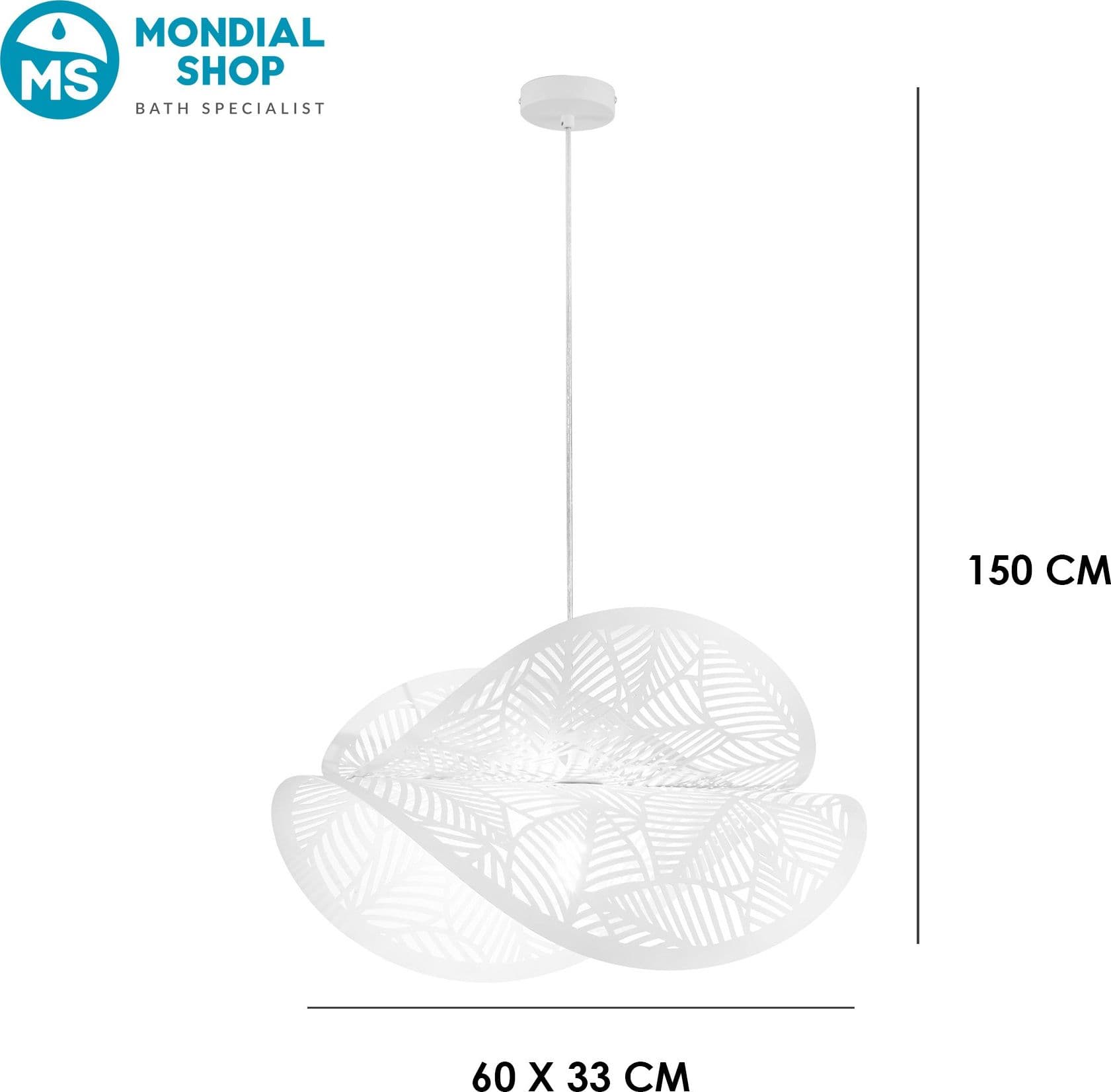 Sospensione grande Design foratura a foglia 60CM Bianca 1XE27 Doppio diffusore - 3