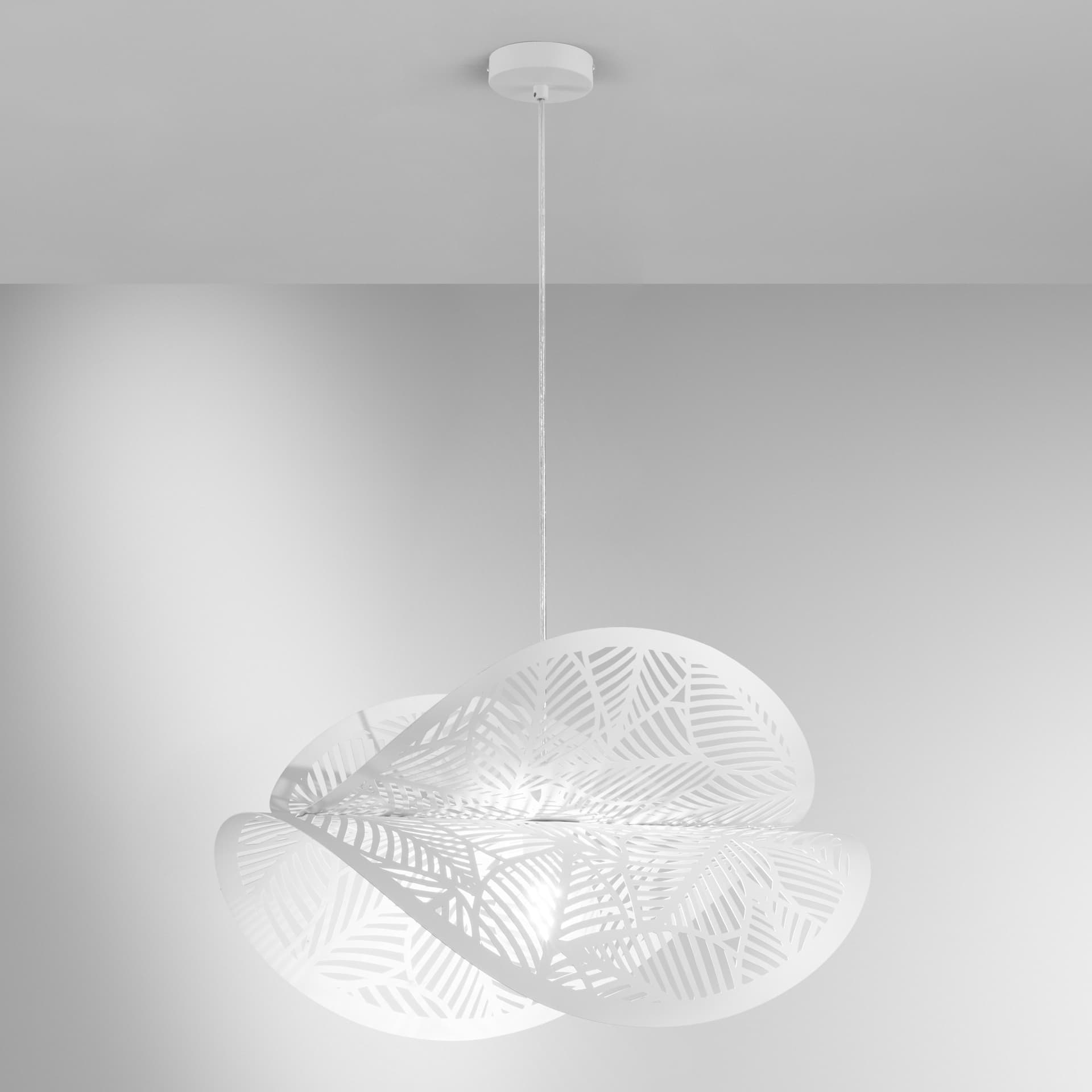 Sospensione grande Design foratura a foglia 60CM Bianca 1XE27 Doppio diffusore - 5