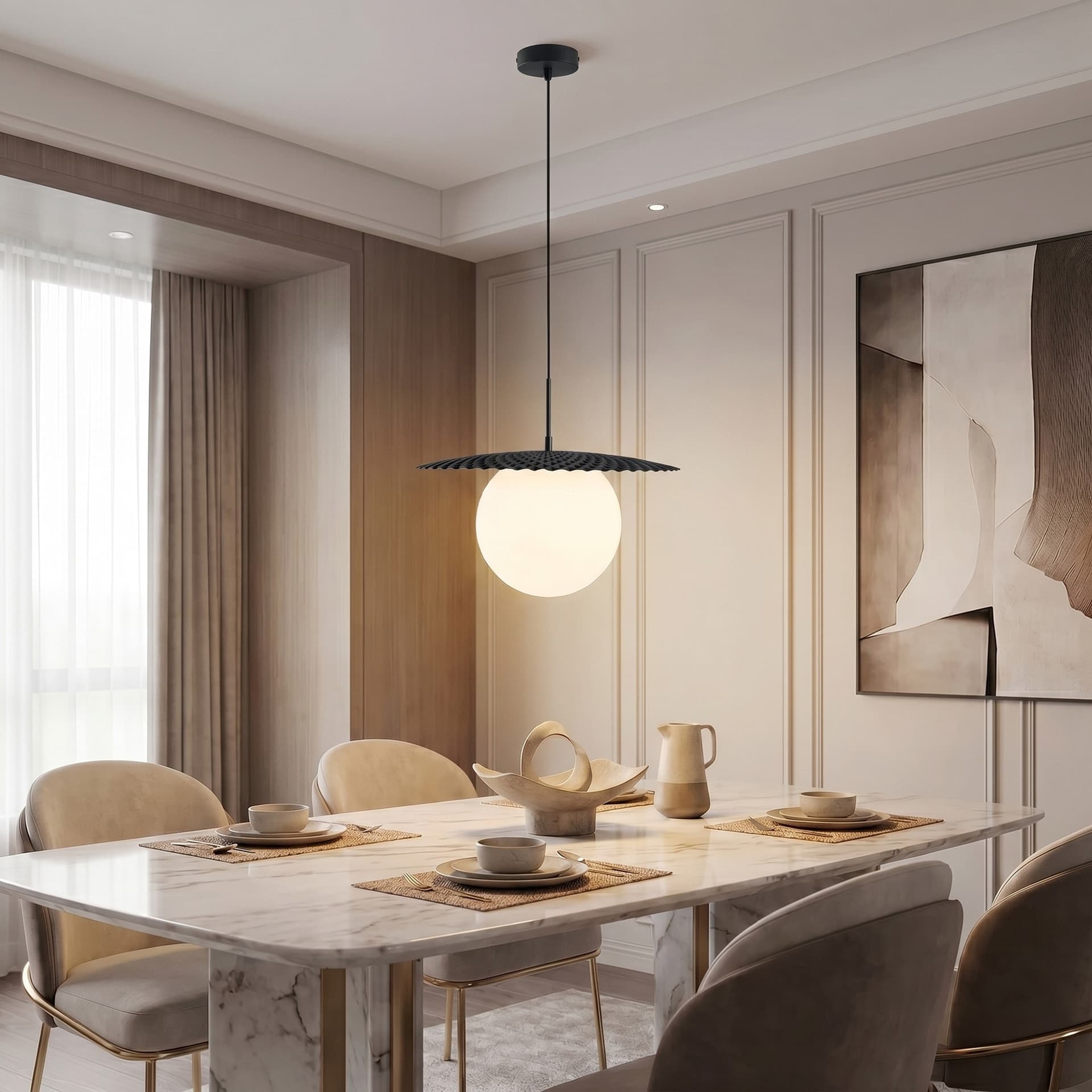Lampada a sospensione moderna 1XE27 Nera o Oro Cavo Regolabile fino a 160CM - 5
