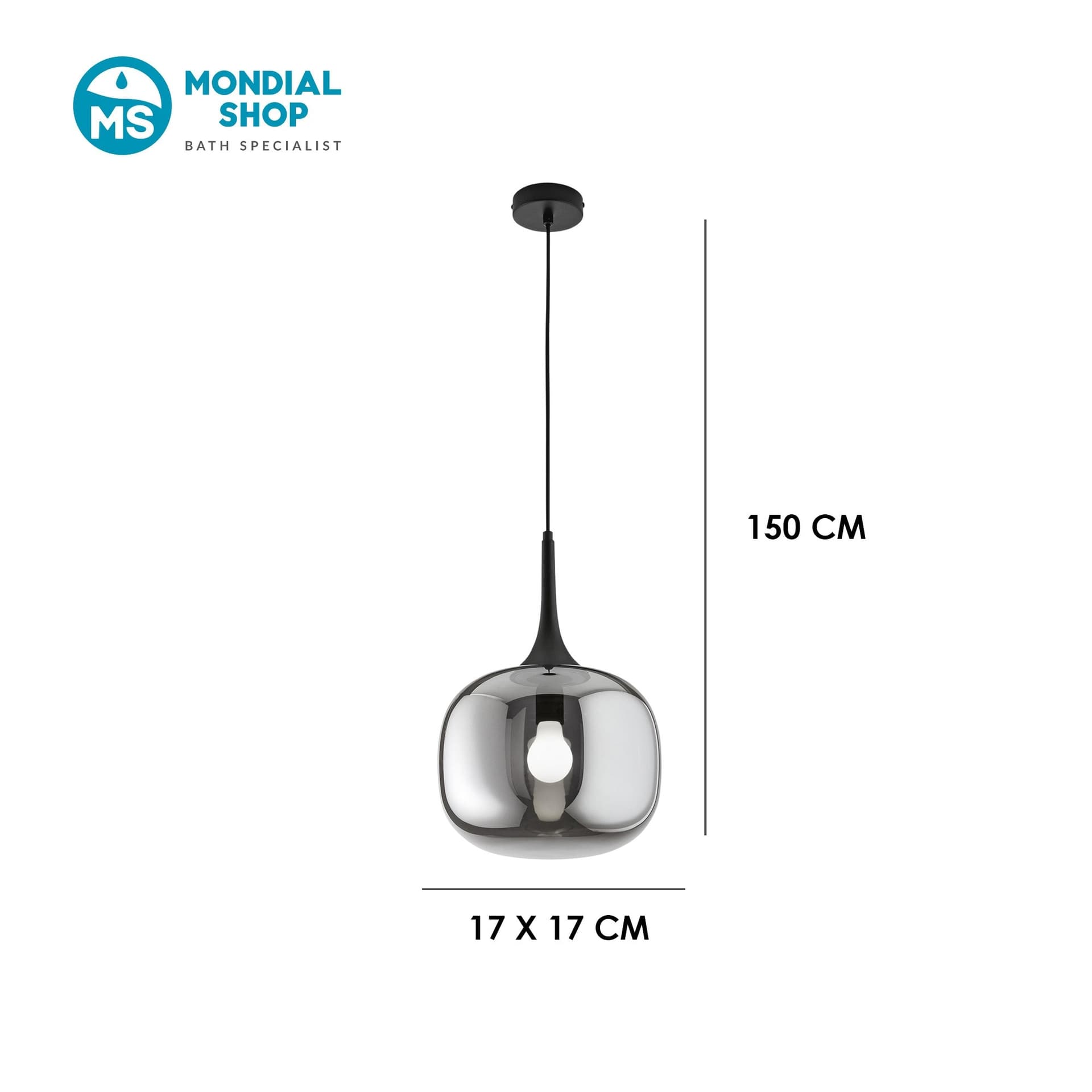 Lampadario Singolo Disponibile in bianco o grigio nero Stile industrial chic Vetro trasparente - 3