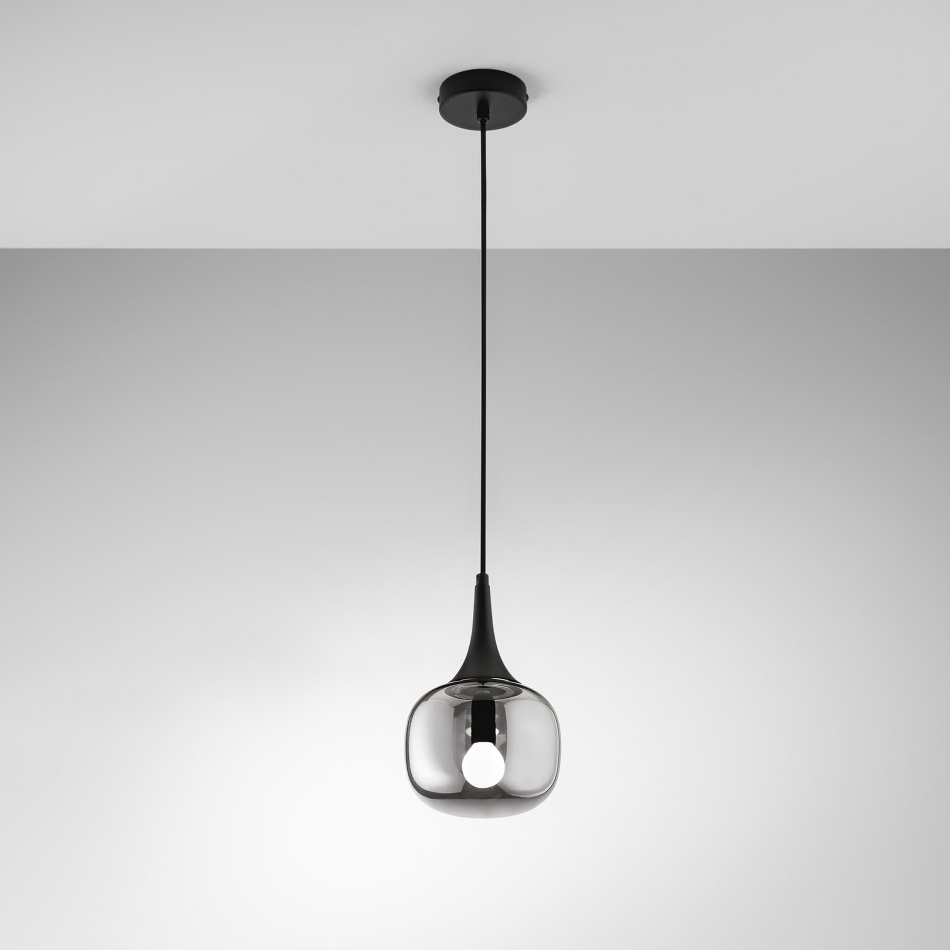 Lampadario Singolo Disponibile in bianco o grigio nero Stile industrial chic Vetro trasparente - 5