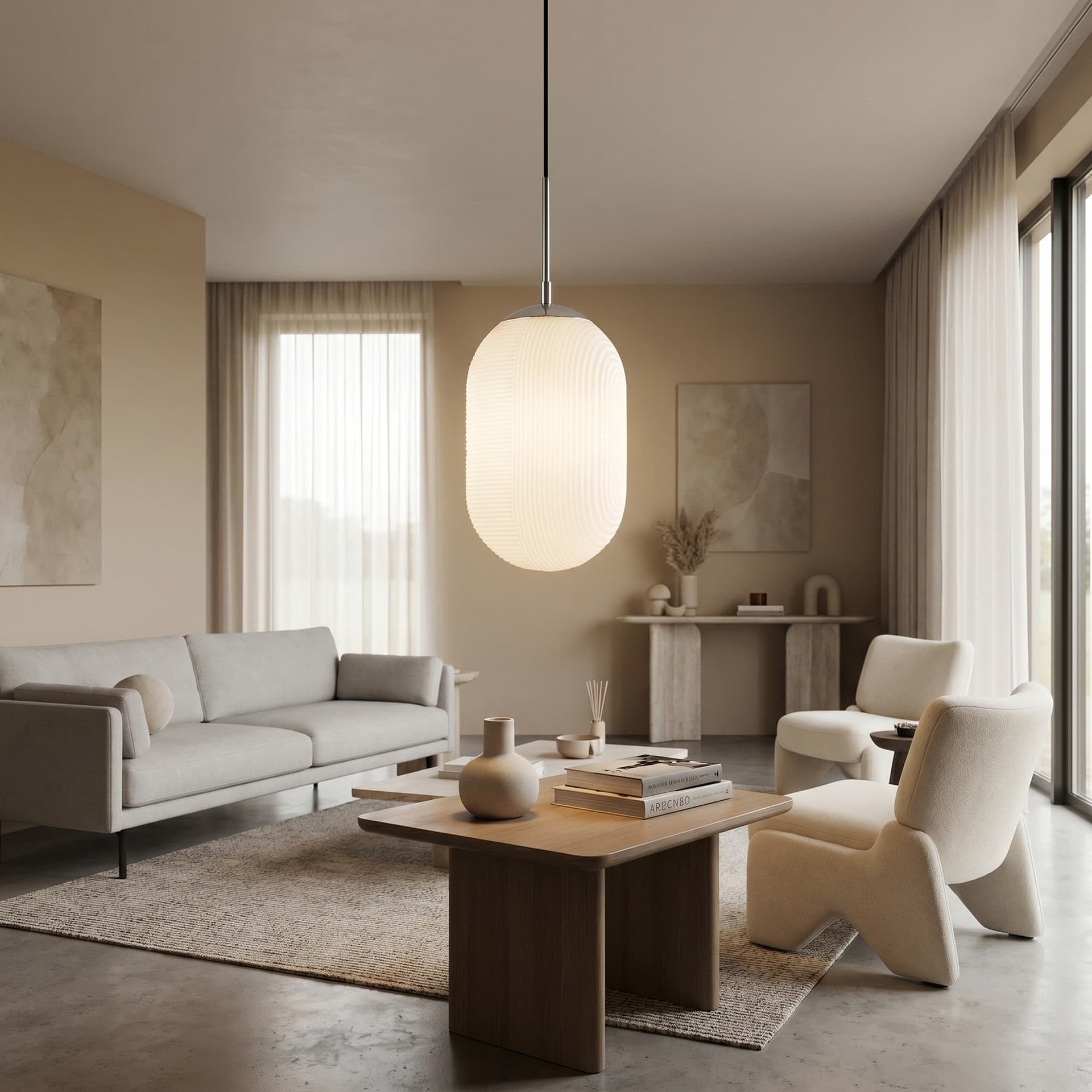 Sospensione moderna in vetro Dal design ovale Luce Diffusa Bianca 1XE27 - 2