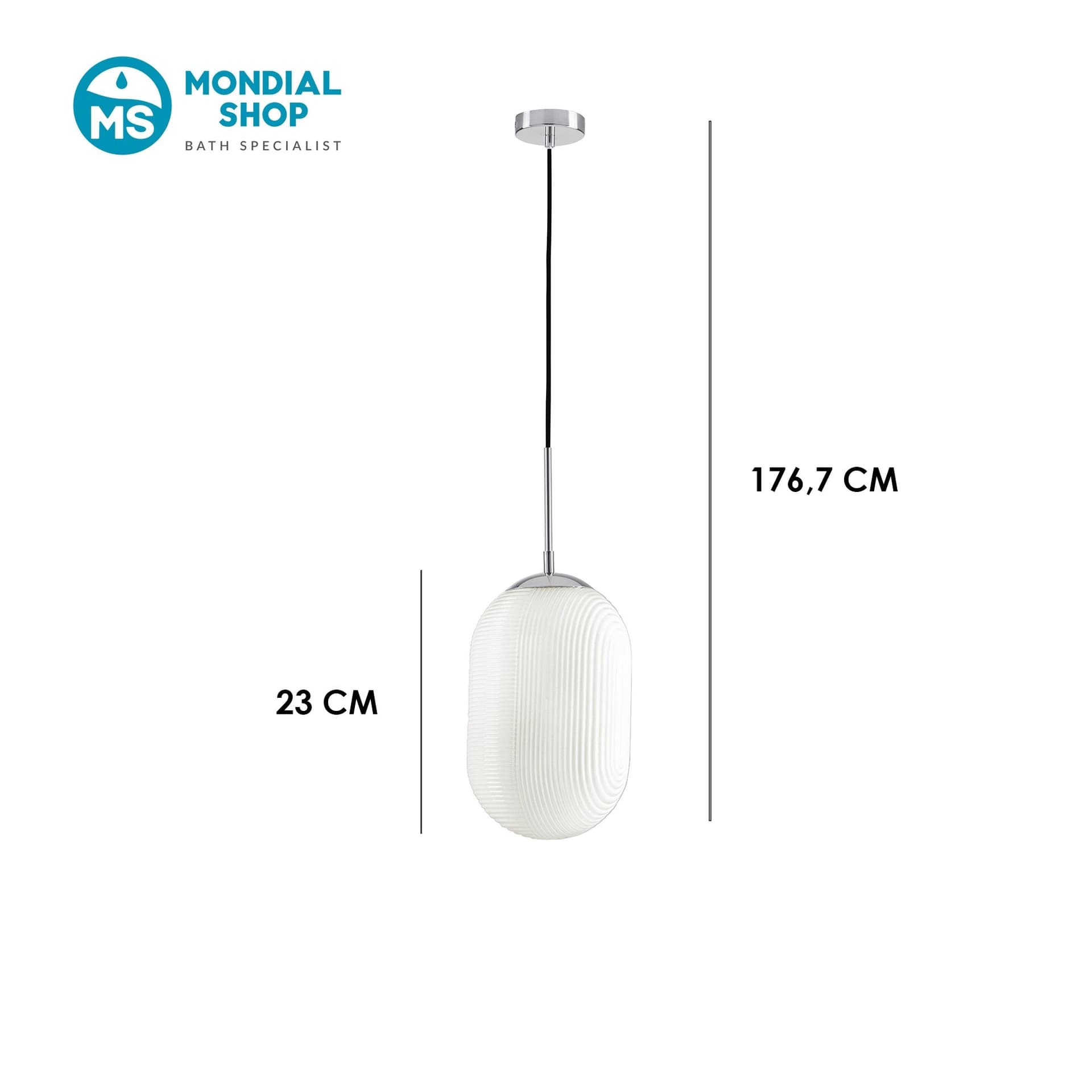 Sospensione moderna in vetro Dal design ovale Luce Diffusa Bianca 1XE27 - 3