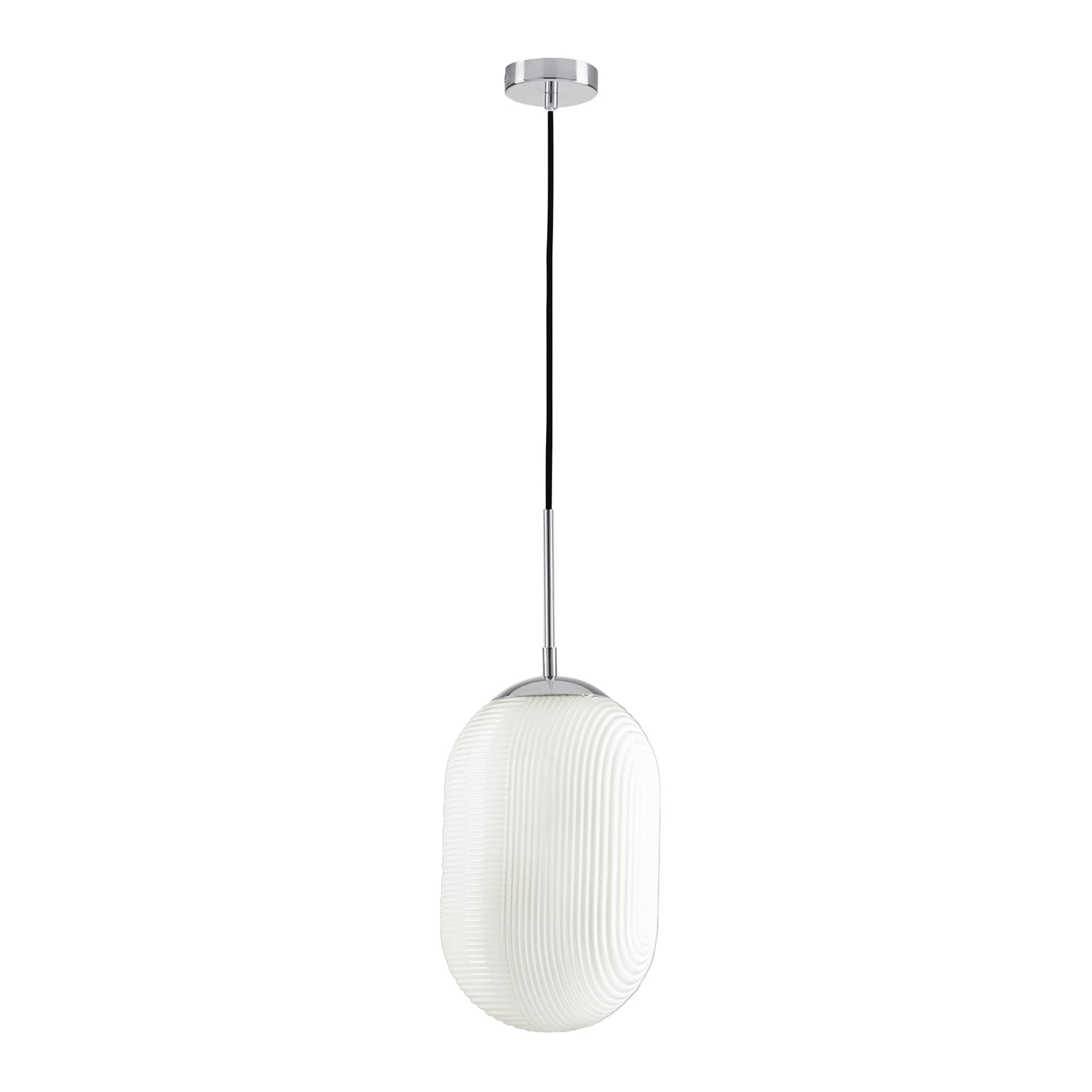 Sospensione moderna in vetro Dal design ovale Luce Diffusa Bianca 1XE27 - 4