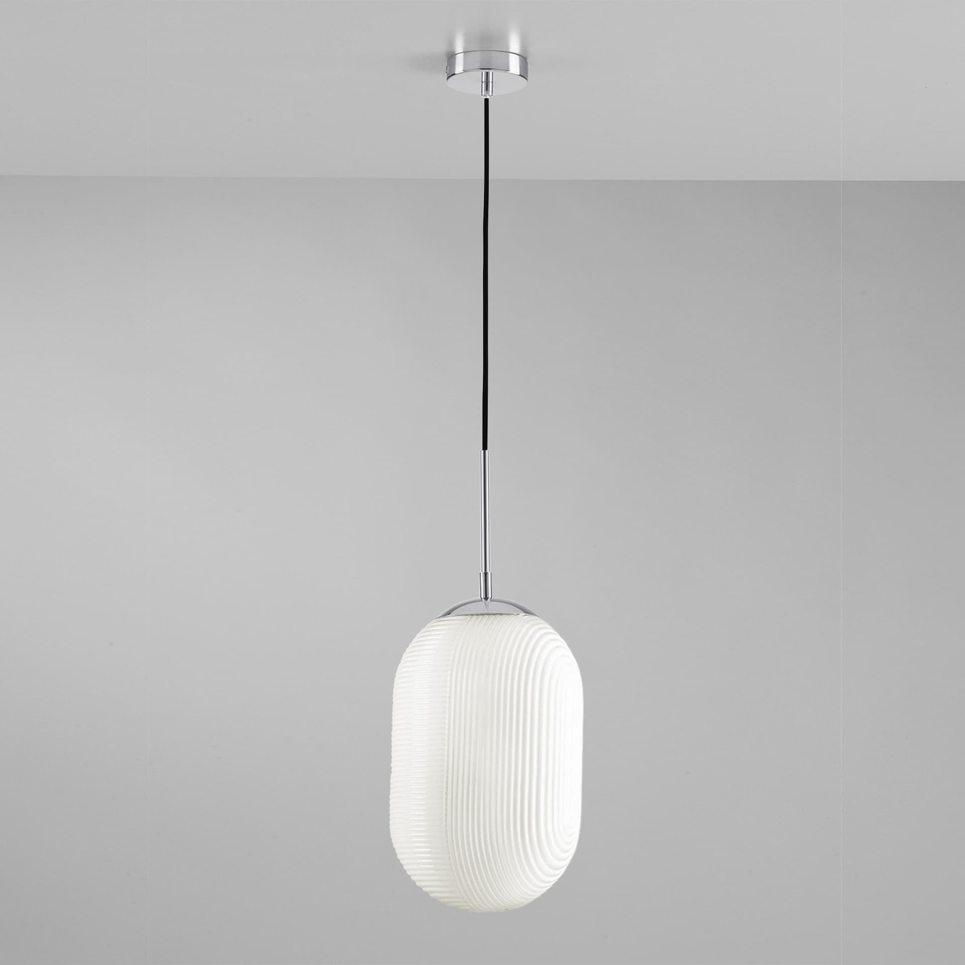 Sospensione moderna in vetro Dal design ovale Luce Diffusa Bianca 1XE27 - 5