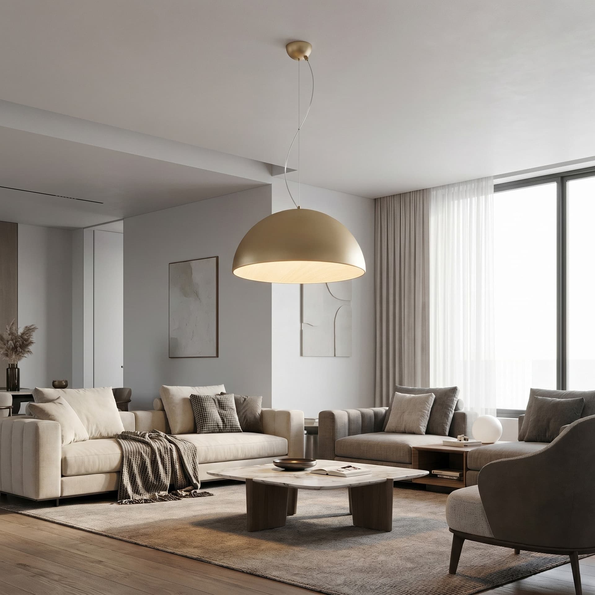 Sospensione LED Finitura in Oro o Nero Seleziona Tonalità di Luce Design circolare - 2