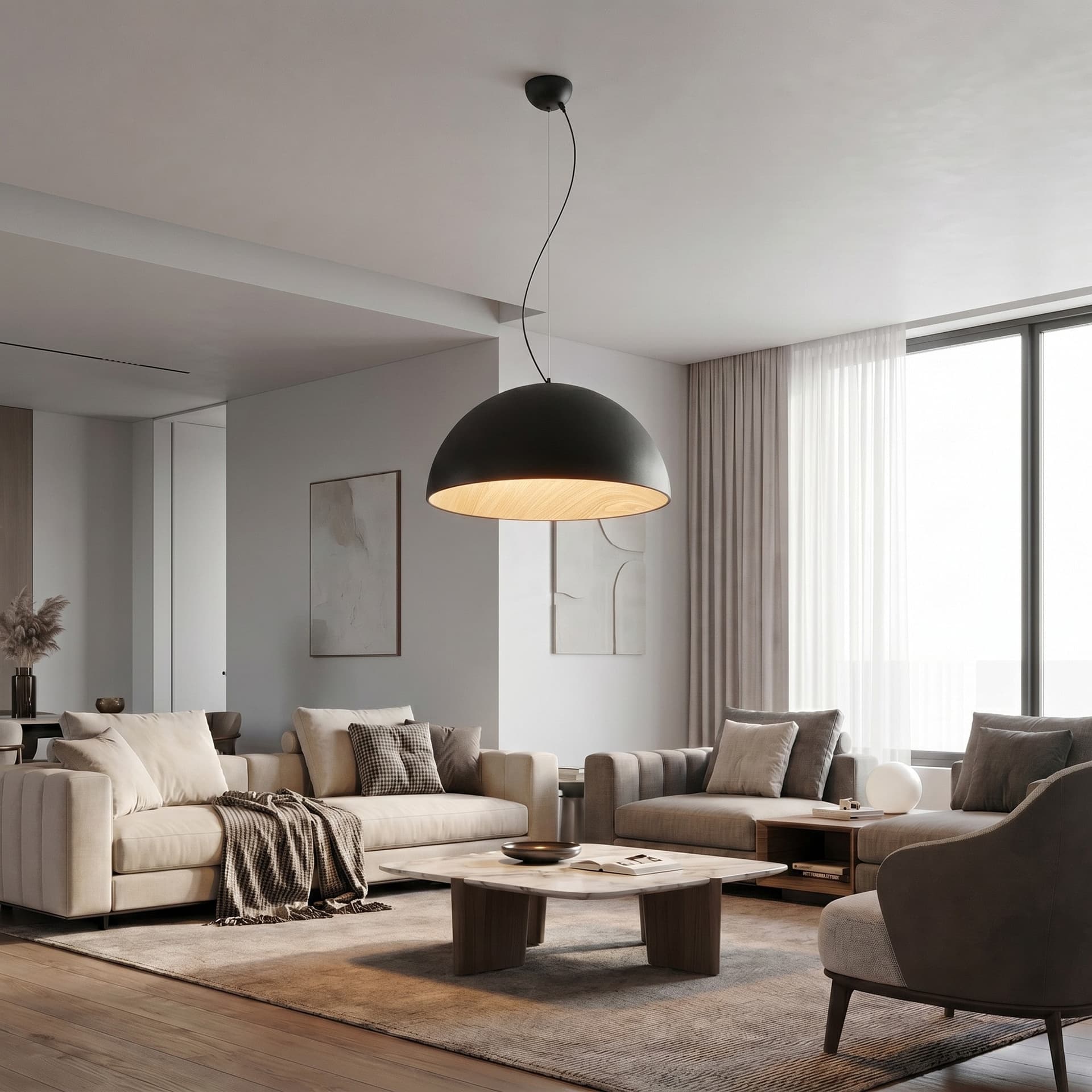 Sospensione LED Finitura in Oro o Nero Seleziona Tonalità di Luce Design circolare - 7