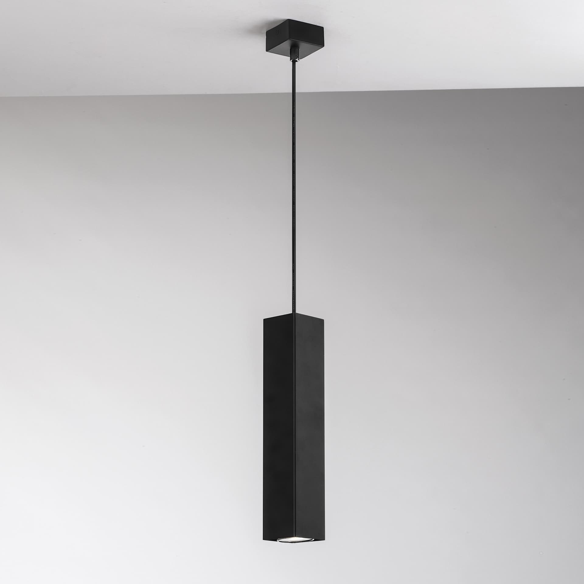 SOSPENSIONE FLUKE QUADRATA NERA 1XGU10 6X6X30CM - 2