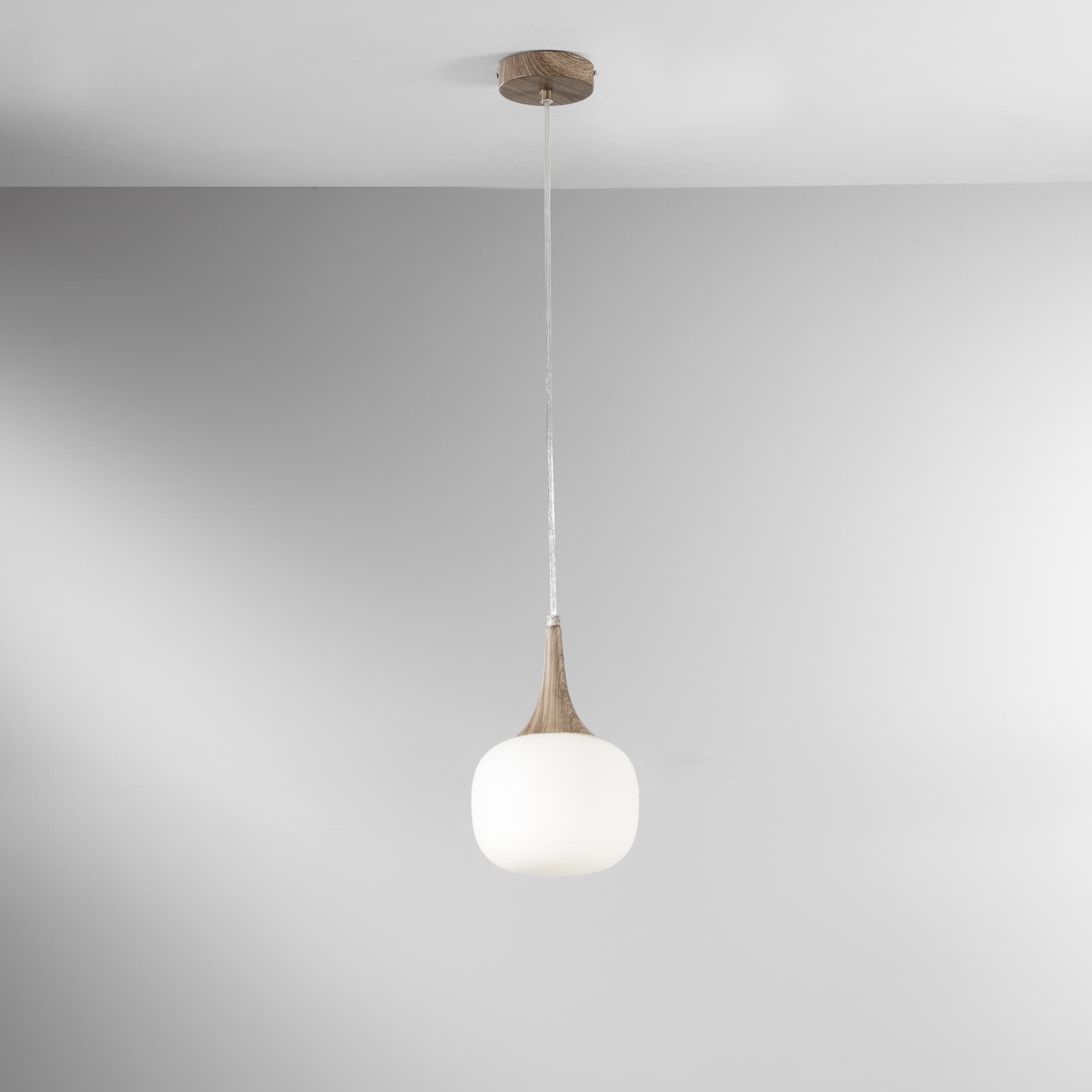 SOSPENSIONE JAIPUR BIANCA/LEGNO 1XE14 17X17X150CM - 2