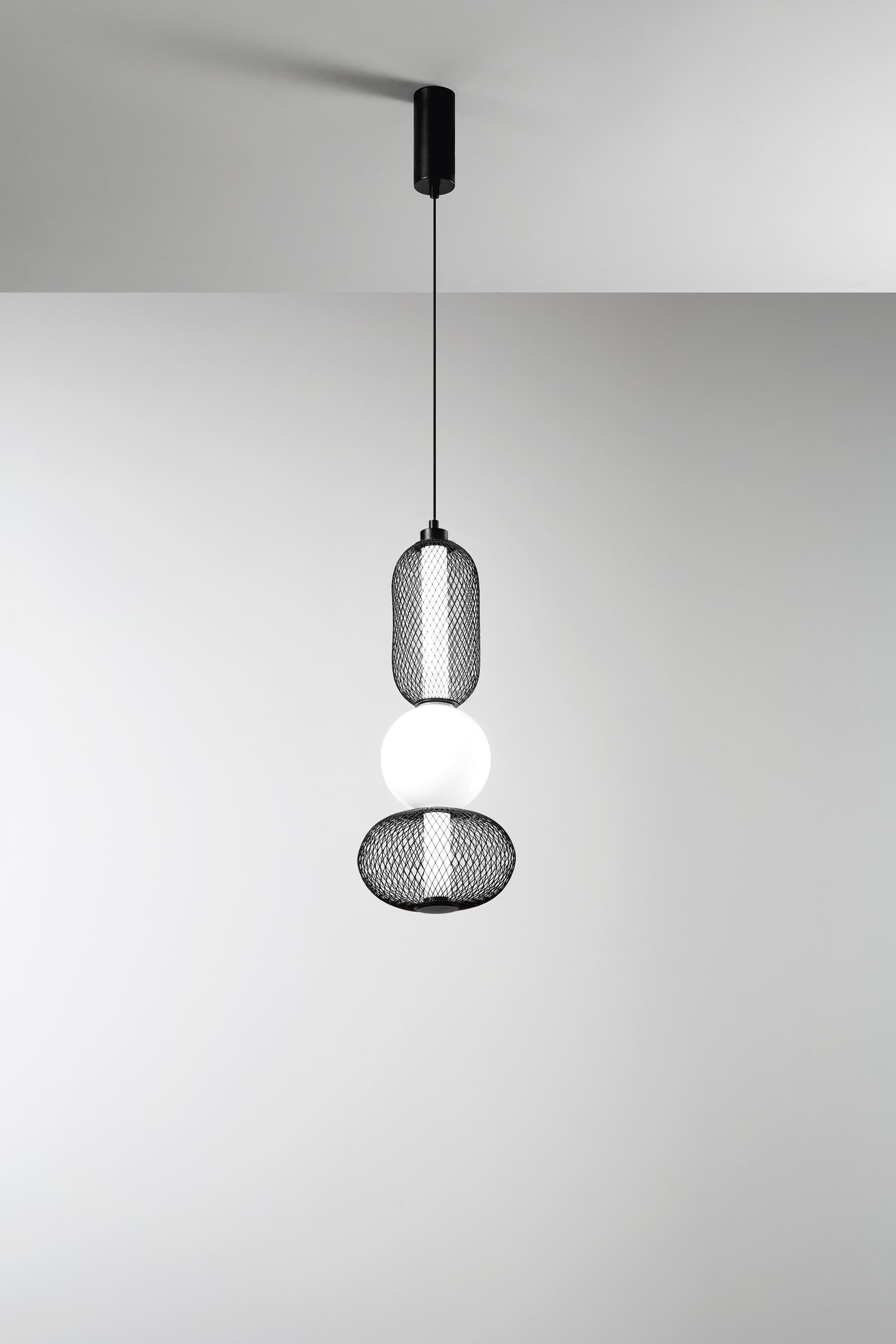 SOSPENSIONE LED INKAS NERA IN VETRO 21W 2460LM CCT 3000/3500/4000K 60X22X22CM - 2
