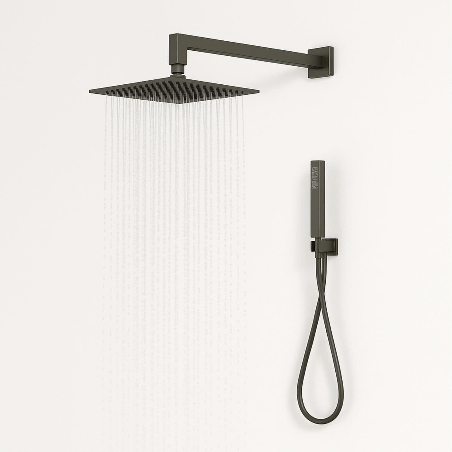 Set Per Doccia Soffione Quadro In Acciaio Inox 25x25 Millimetri Canna Di Fucile - 6