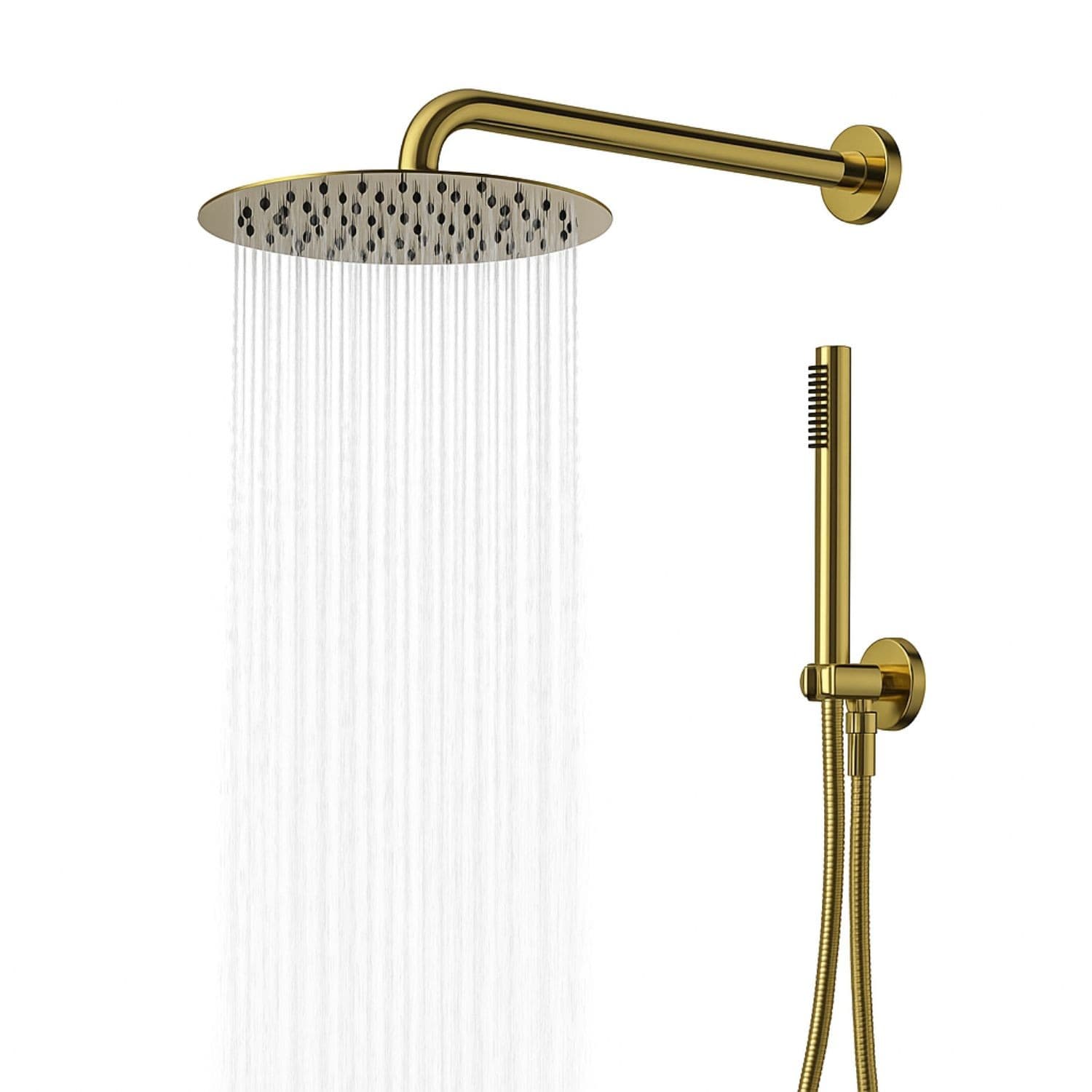 Set Per Doccia Soffione Tondo In Acciaio Inox 250 Millimetri Finitura Oro - 16