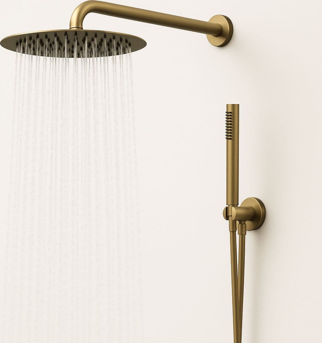 Set Per Doccia Soffione Tondo In Acciaio Inox 250 Millimetri Finitura Oro - 2