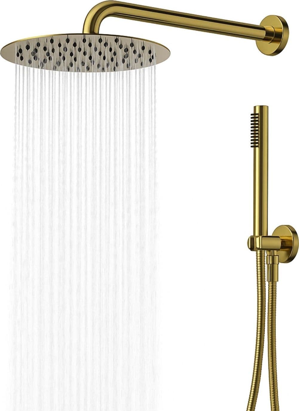 Set Per Doccia Soffione Tondo In Acciaio Inox 250 Millimetri Finitura Oro - 8