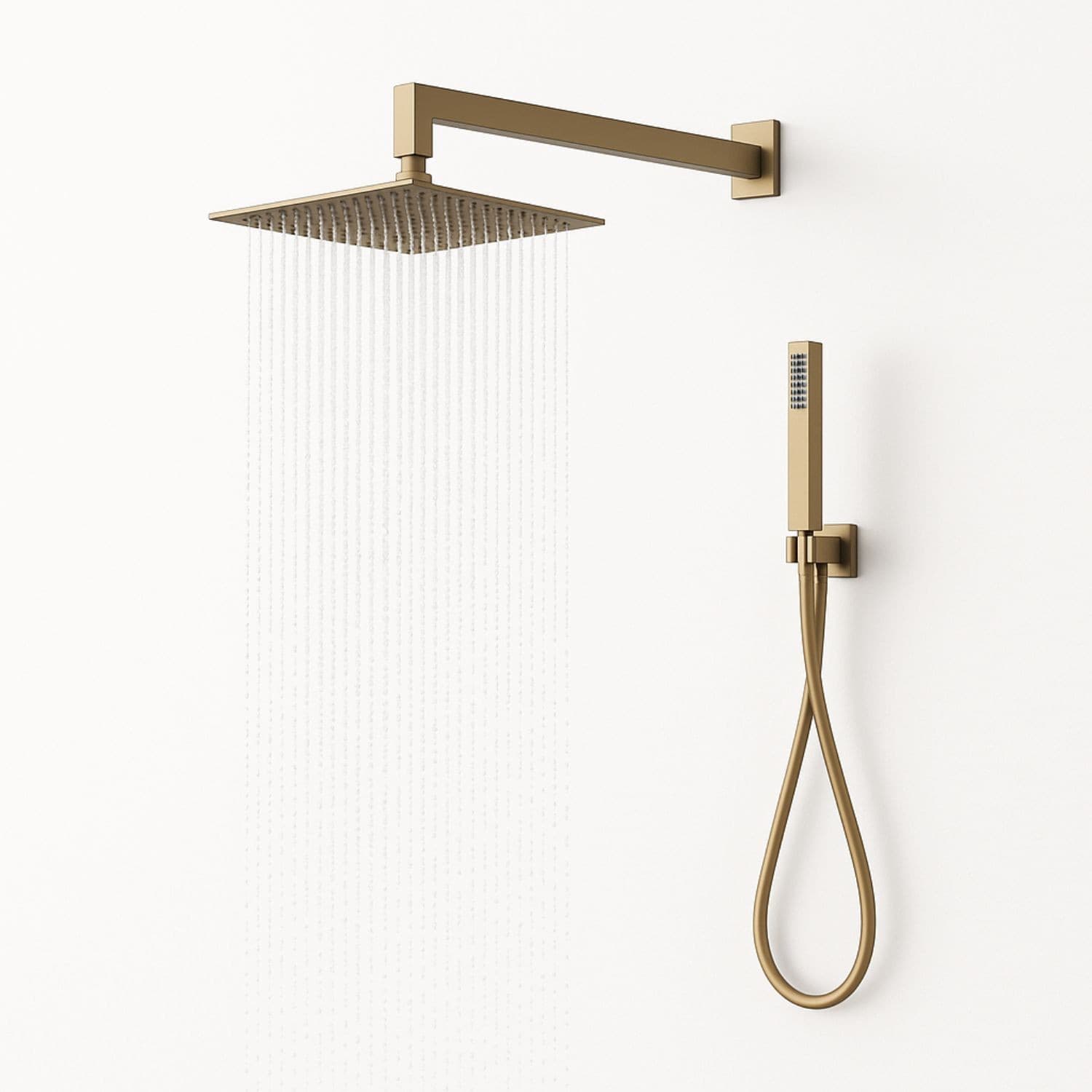 Set Per Doccia Soffione Quadro In Acciaio Inox 25x25 Millimetri Color Oro - 14