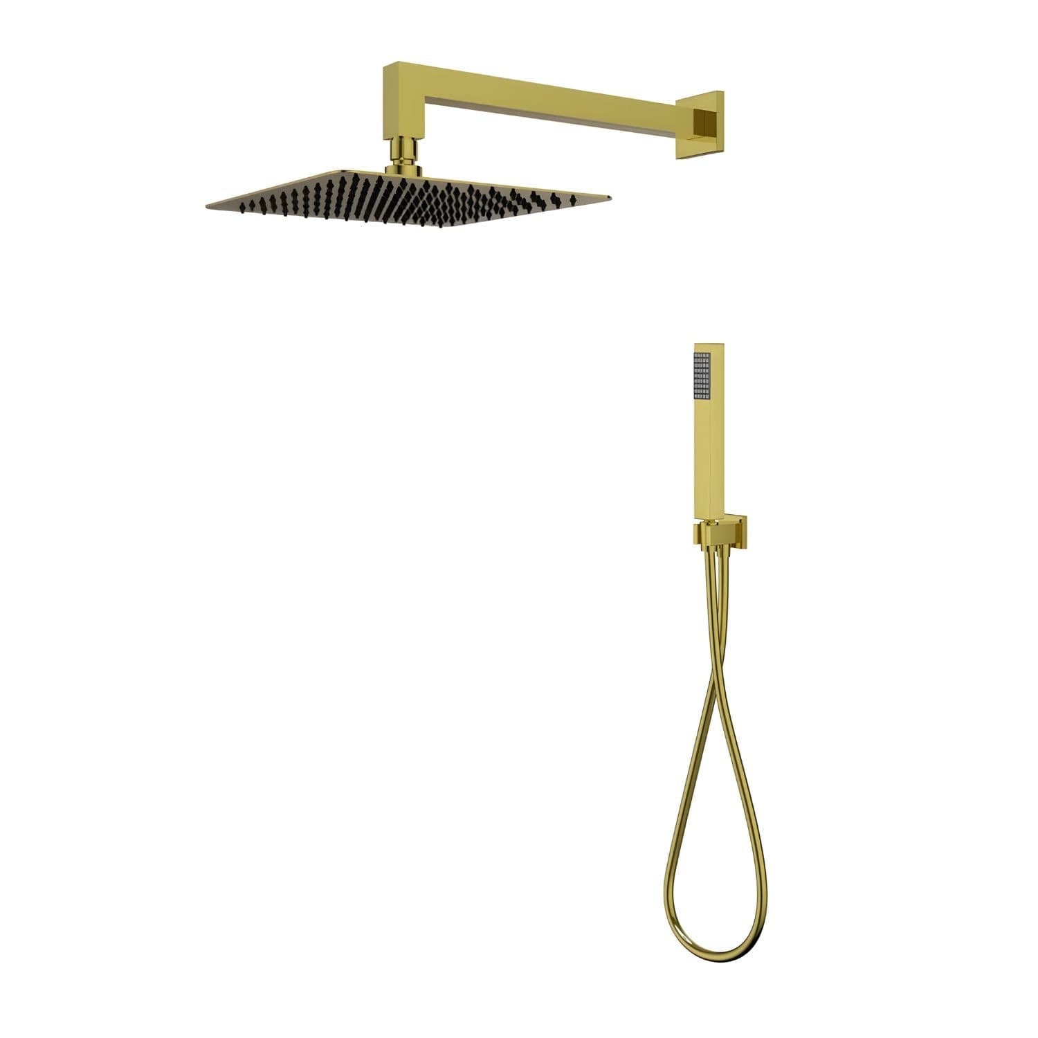 Set Per Doccia Soffione Quadro In Acciaio Inox 25x25 Millimetri Color Oro - 9