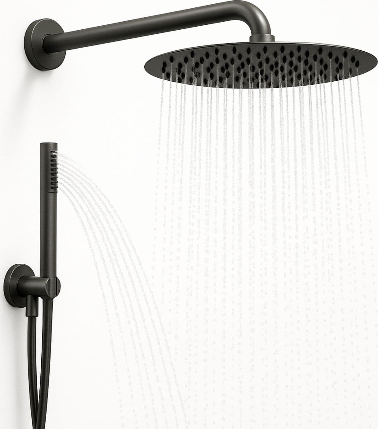 Set Per Doccia Soffione Tondo In Acciaio Inox 250 Millimetri Canna Di Fucile - 10