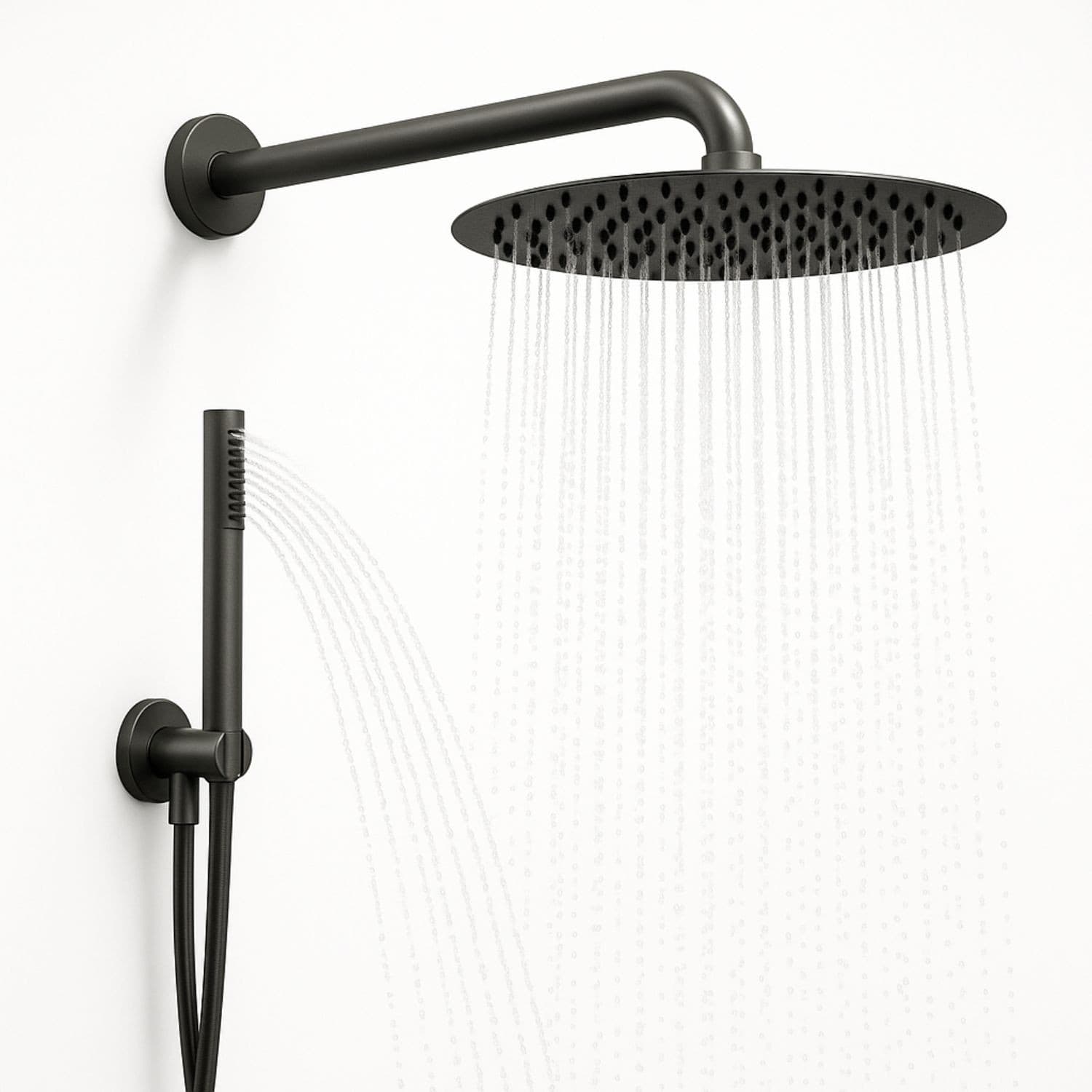 Set Per Doccia Soffione Tondo In Acciaio Inox 250 Millimetri Canna Di Fucile - 10