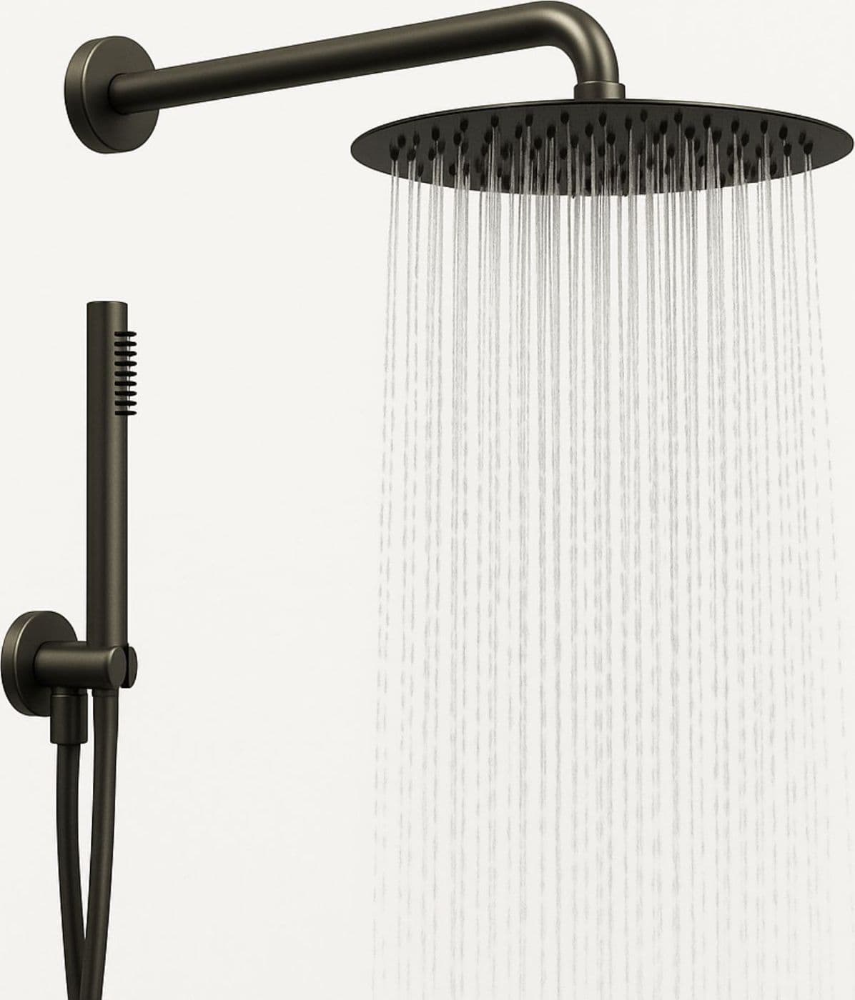 Set Per Doccia Soffione Tondo In Acciaio Inox 250 Millimetri Canna Di Fucile - 2