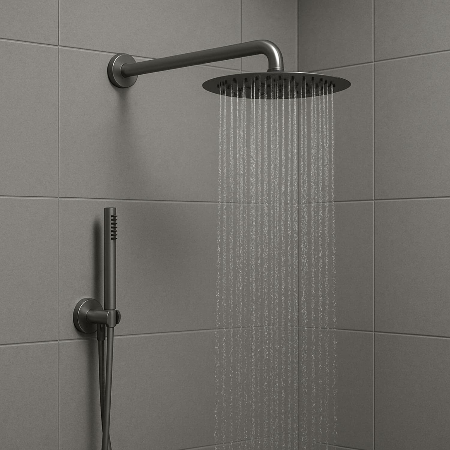 Set Per Doccia Soffione Tondo In Acciaio Inox 250 Millimetri Canna Di Fucile - 3