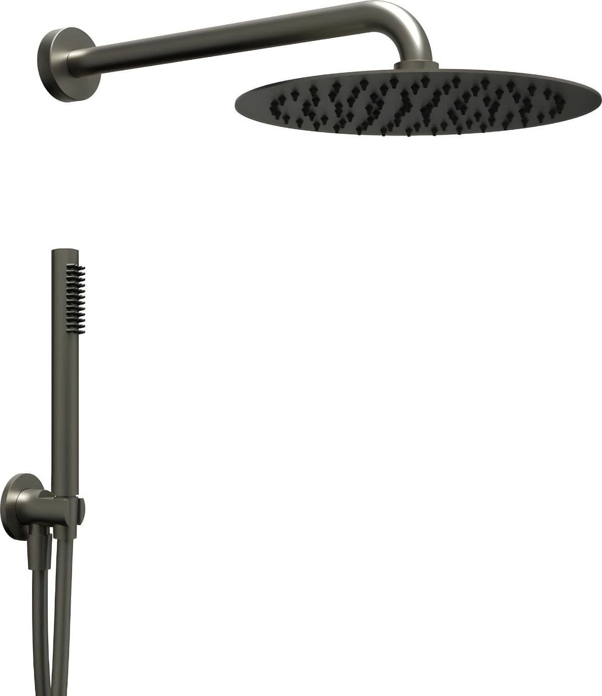 Set Per Doccia Soffione Tondo In Acciaio Inox 250 Millimetri Canna Di Fucile - 9