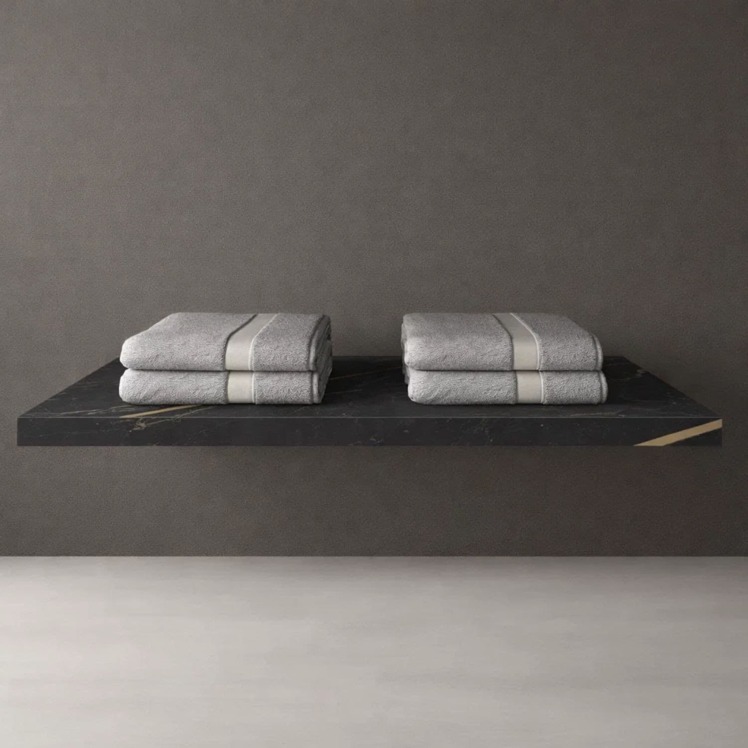 Mensola Inferiore Lavabo Sospeso Freya In Artificial Stone Nero e Nocciola Venato - 2