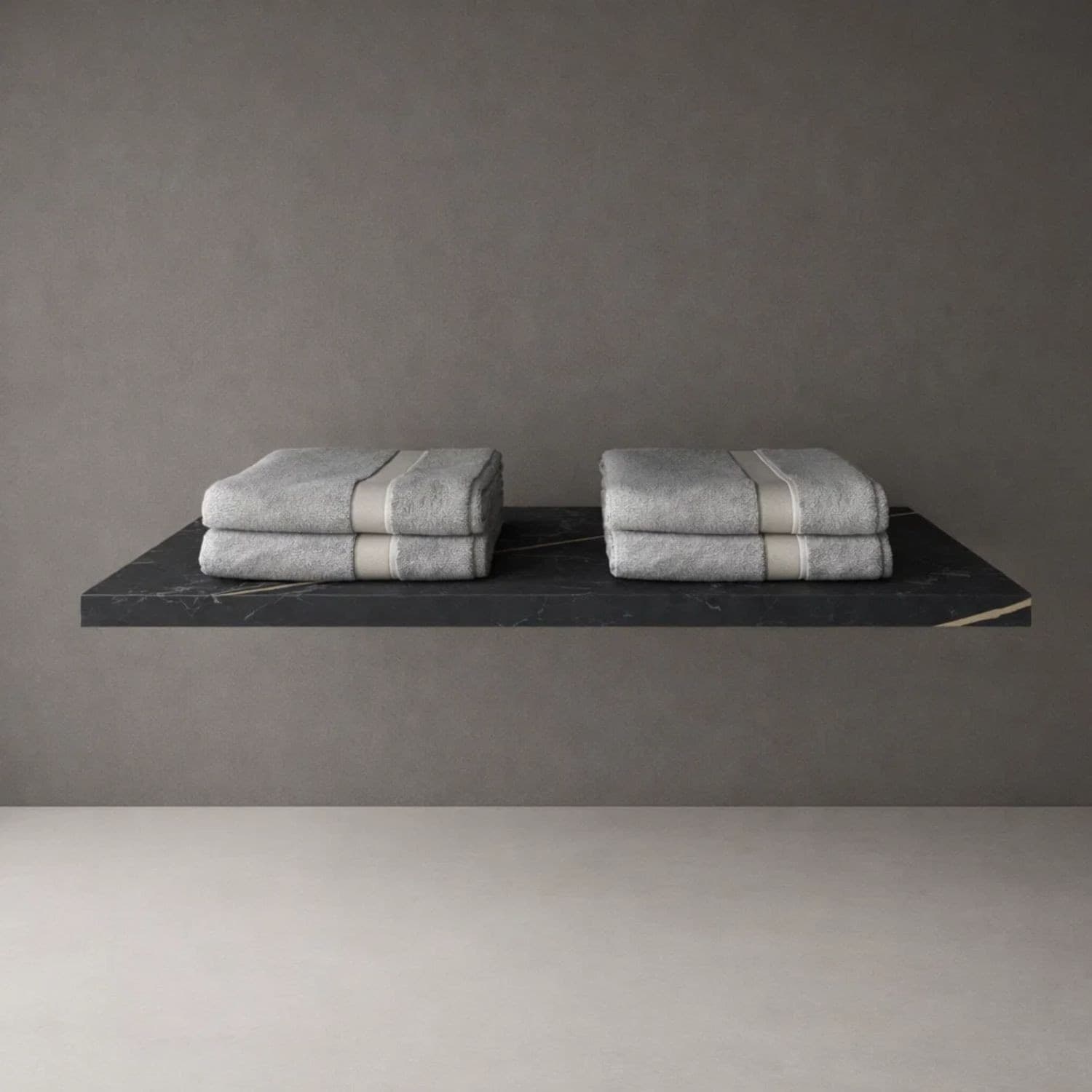 Mensola Inferiore Lavabo Sospeso Freya In Artificial Stone Nero e Nocciola Venato - 4
