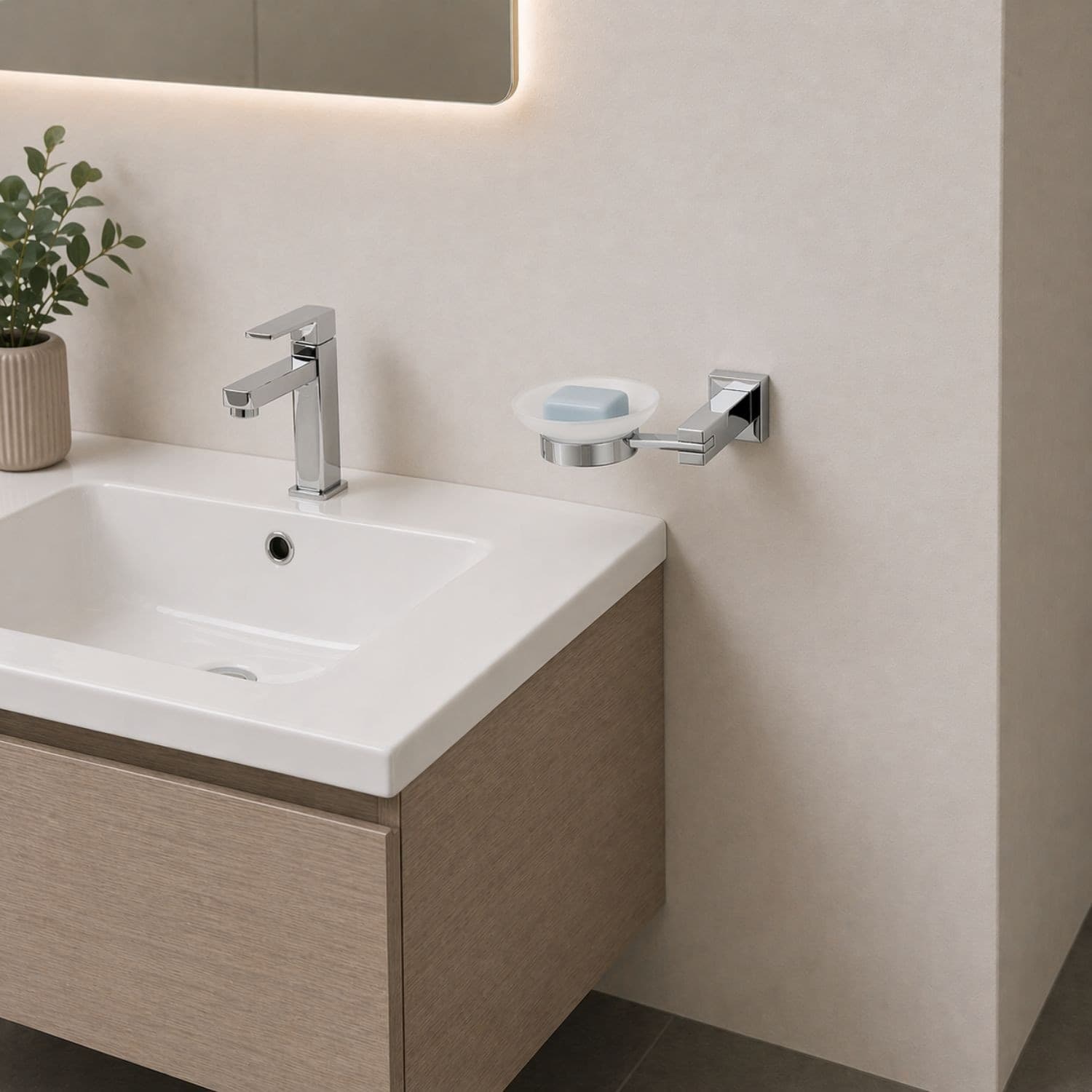 Porta Sapone In Ottone Cromato Lucido Per Bagno Linea Calendula - 2