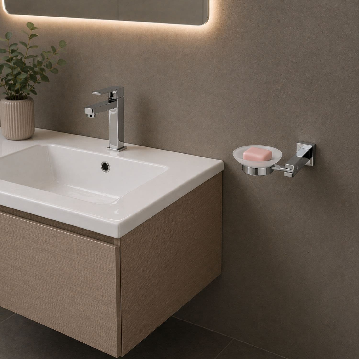 Porta Sapone In Ottone Cromato Lucido Per Bagno Linea Calendula - 5