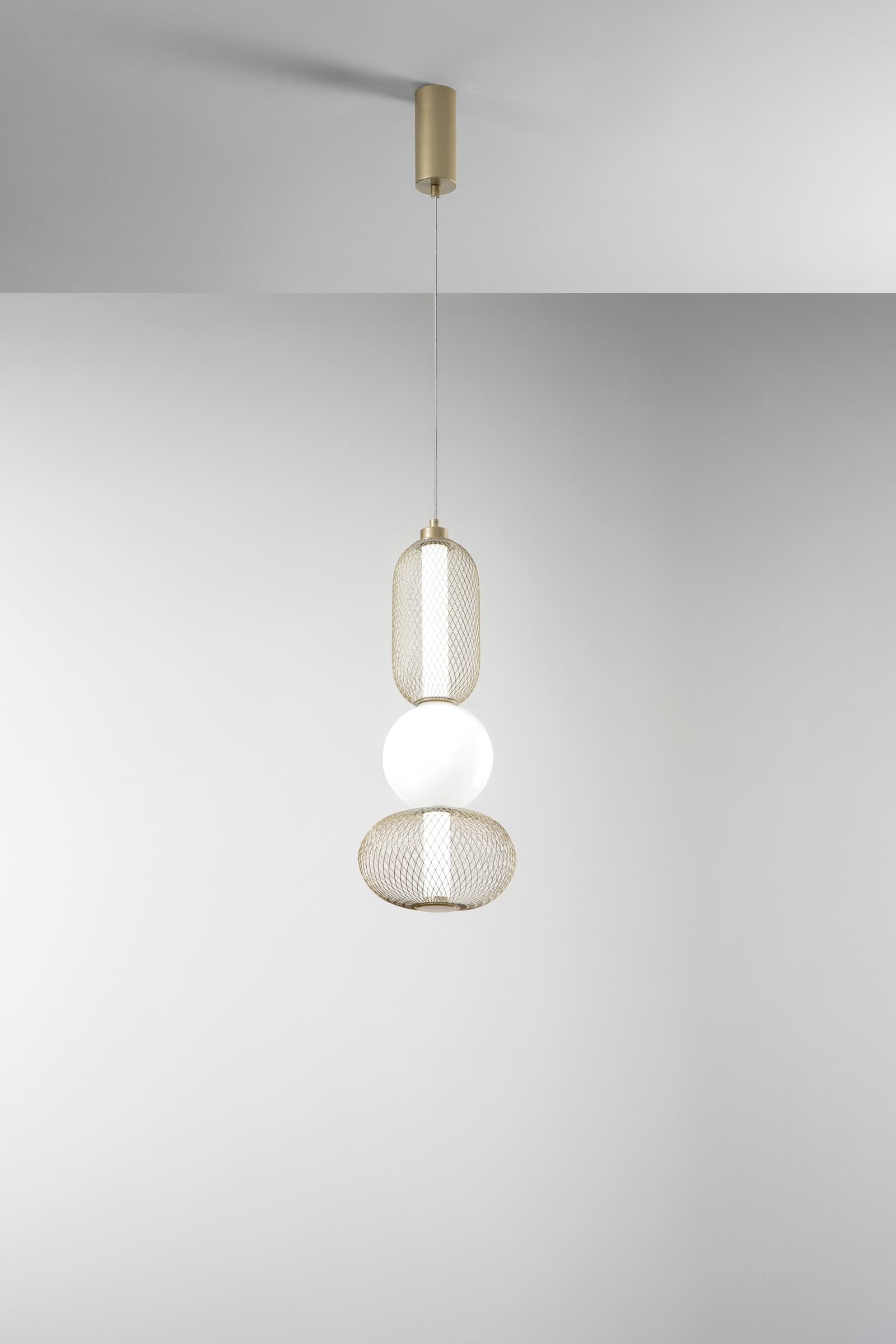 SOSPENSIONE LED INKAS ORO IN VETRO 21W 2460LM CCT 3000/3500/4000K 60X22X22CM - 2
