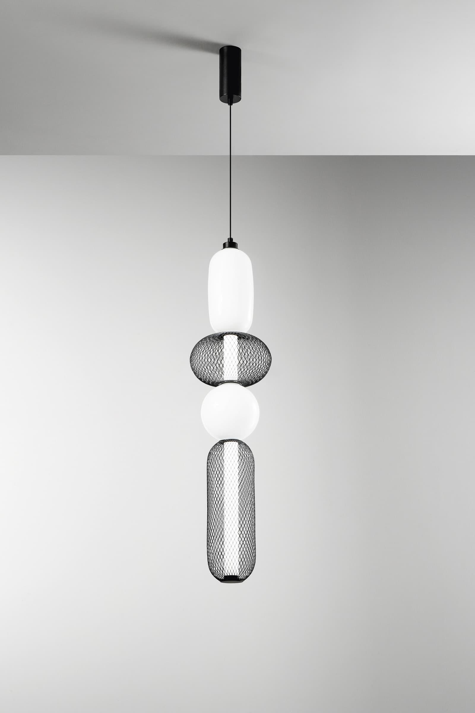 SOSPENSIONE LED INKAS NERA IN VETRO 31W 3720LM CCT 3000/3500/4000K 98X22X22CM - 2
