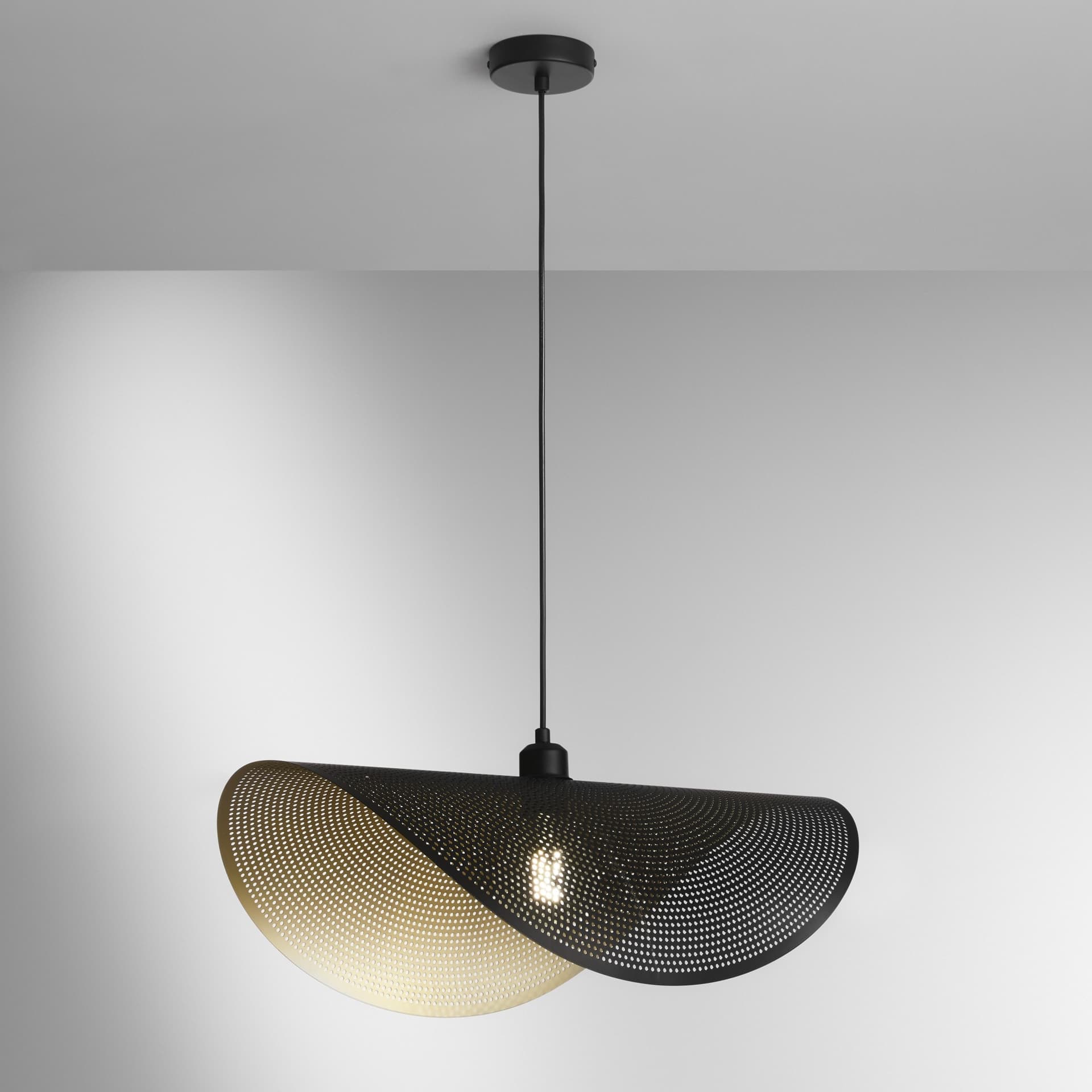 SOSPENSIONE RHEI-DOT NERA/ORO 1XE27 60X33X150CM - 2