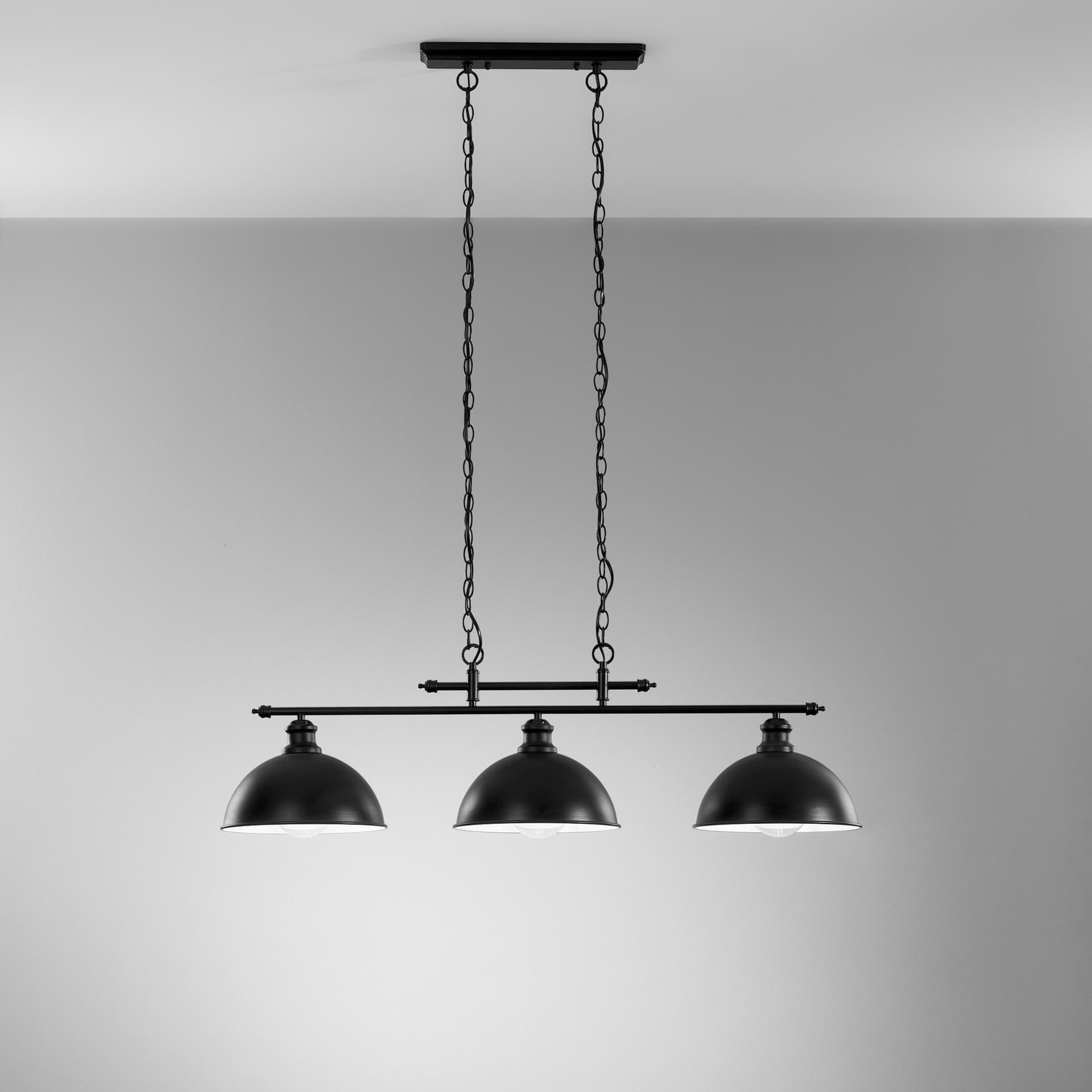 SOSPENSIONE CHARLESTON NERA 3XE27 99X26X120CM - 2