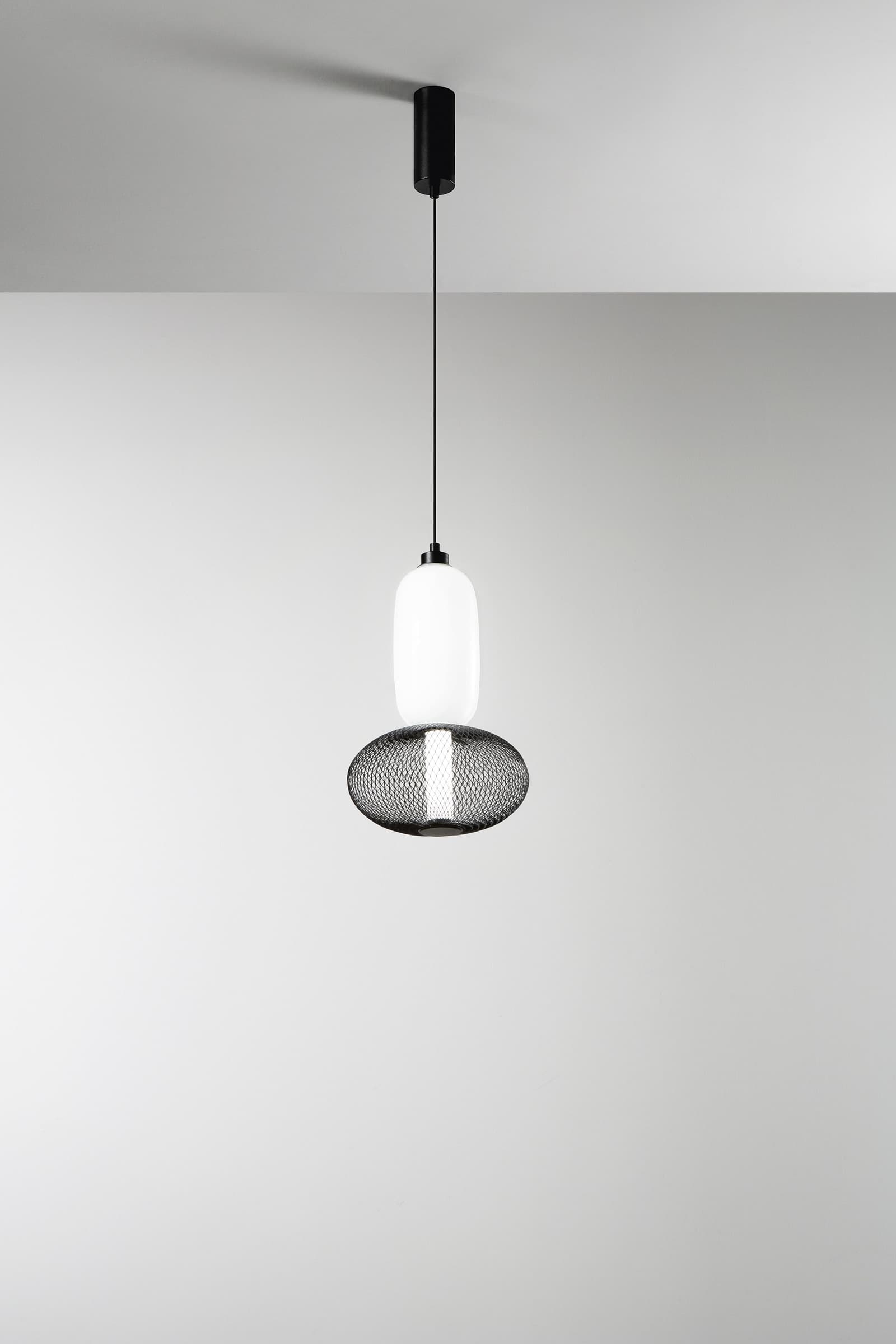 SOSPENSIONE LED INKAS NERA IN VETRO 16W 1860LM CCT 3000/3500/4000K 42X22X22CM - 2