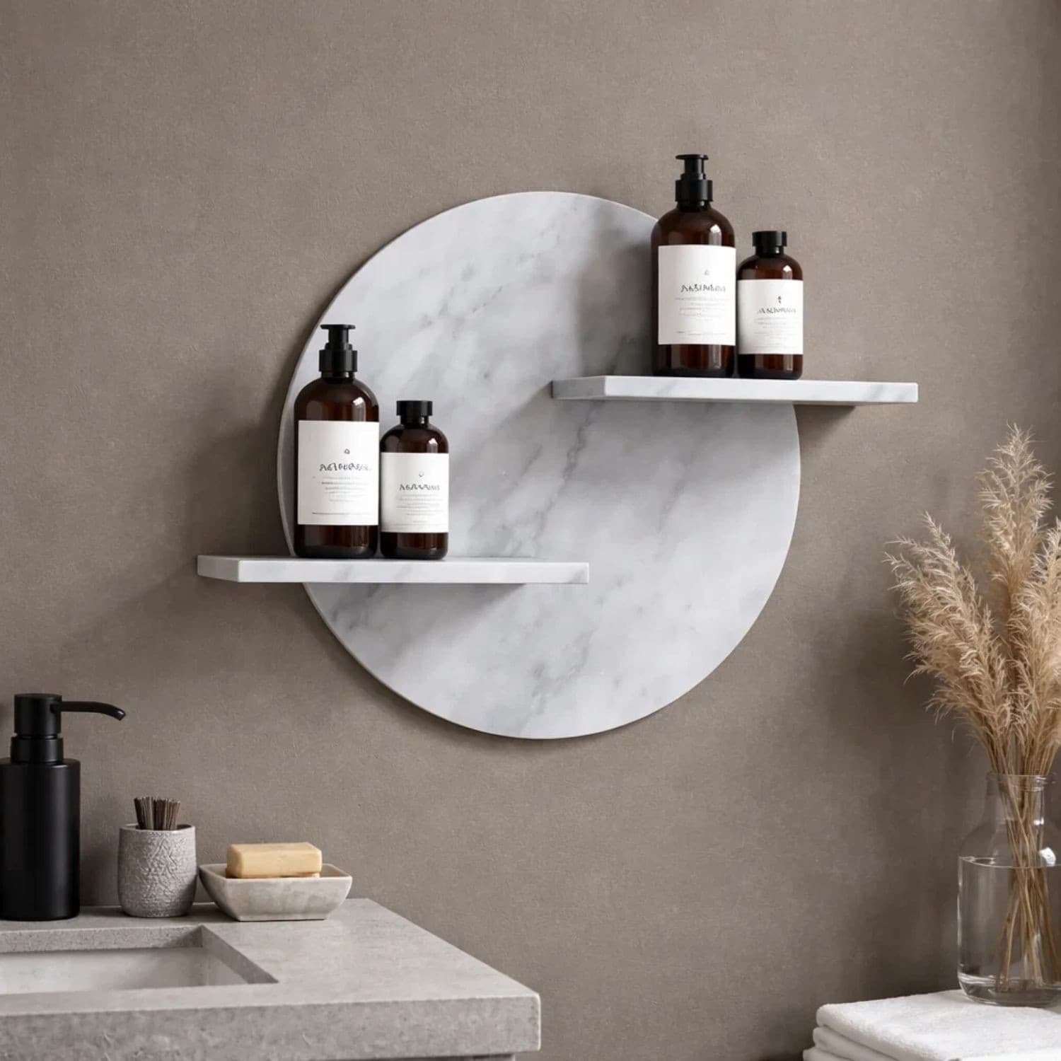 Mensola A Parete In Artificial Stone Bianco Venato Per Bagni Serie Jorm - 6
