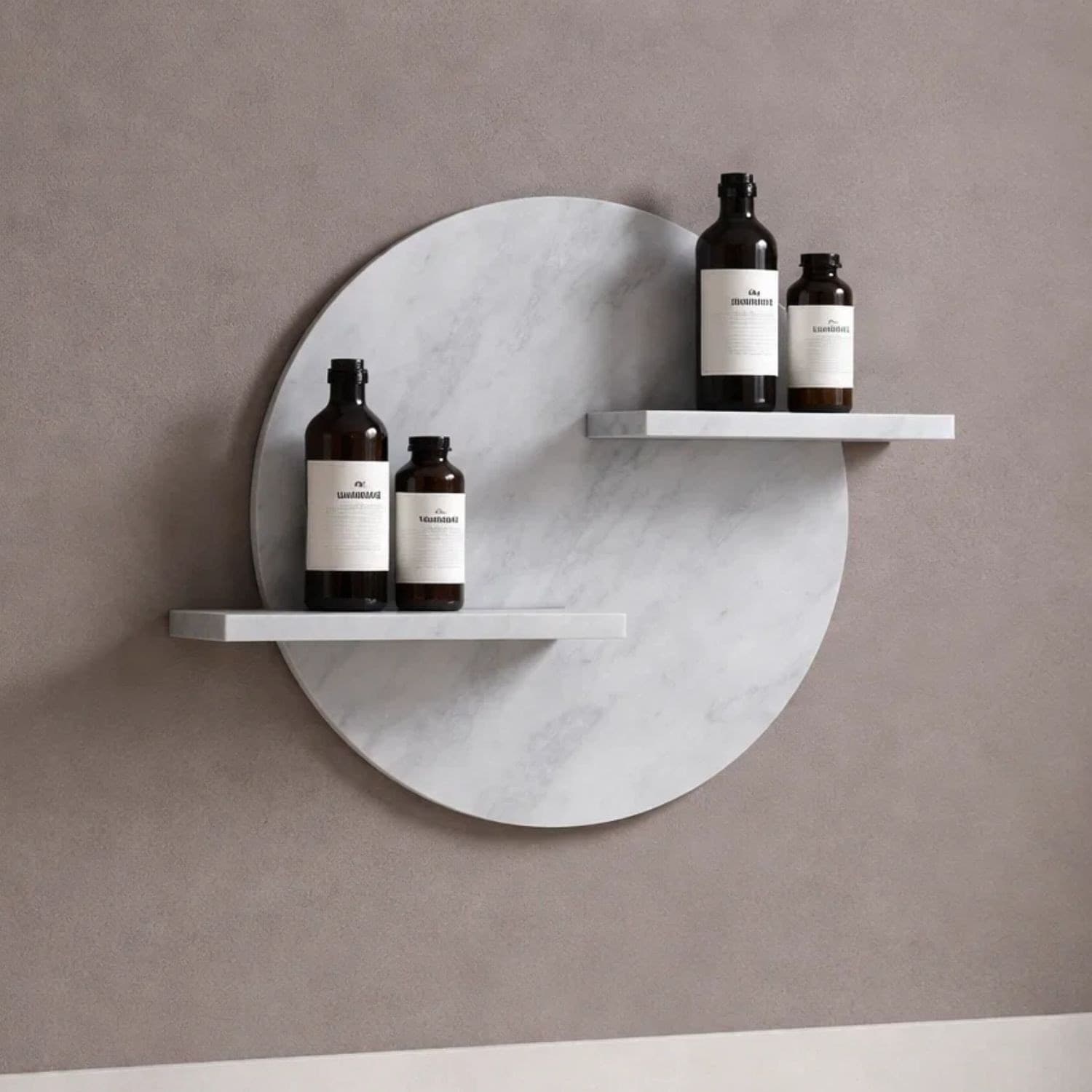 Mensola A Parete In Artificial Stone Bianco Venato Per Bagni Serie Jorm - 2