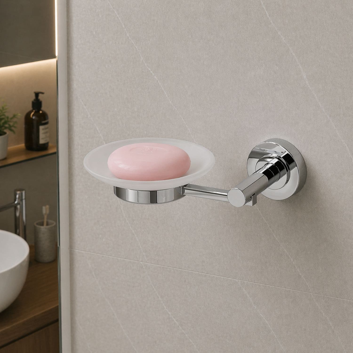 Porta Sapone In Ottone Cromato Lucido Per Bagno Serie Luparia - 8