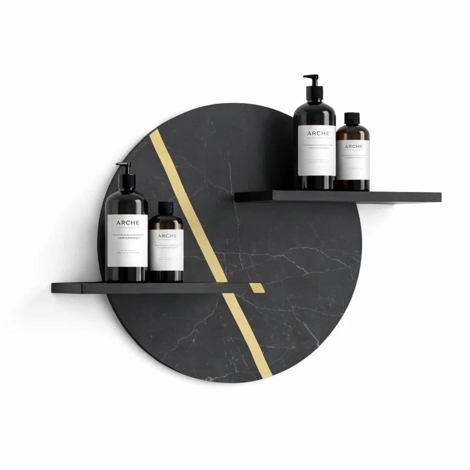 Mensola A Parete In Artificial Stone Nero e Nocciola Venato Per Bagni Serie Jorm - 2