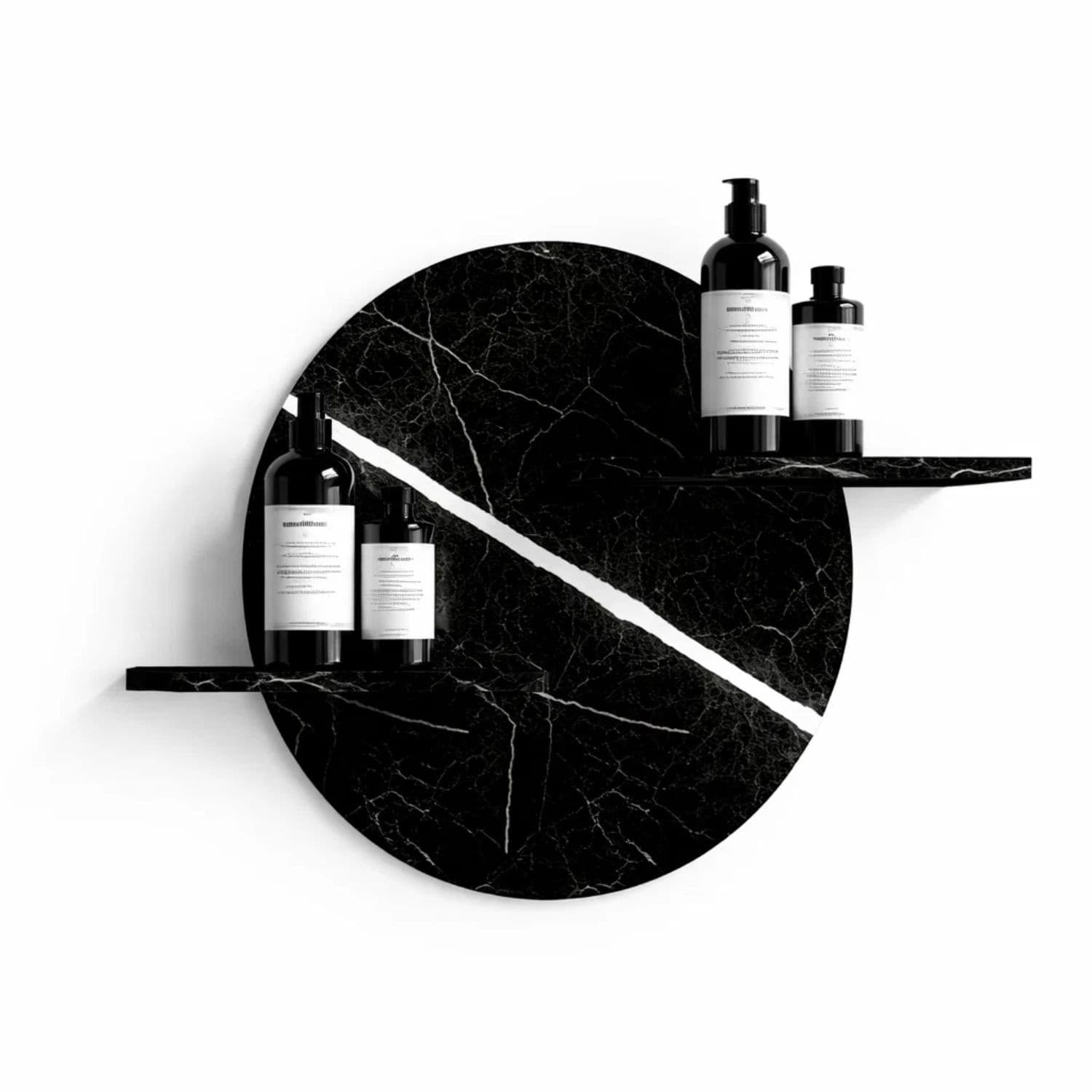 Mensola A Parete In Artificial Stone Nero e Bianco Venato Per Bagni Serie Jorm - 4