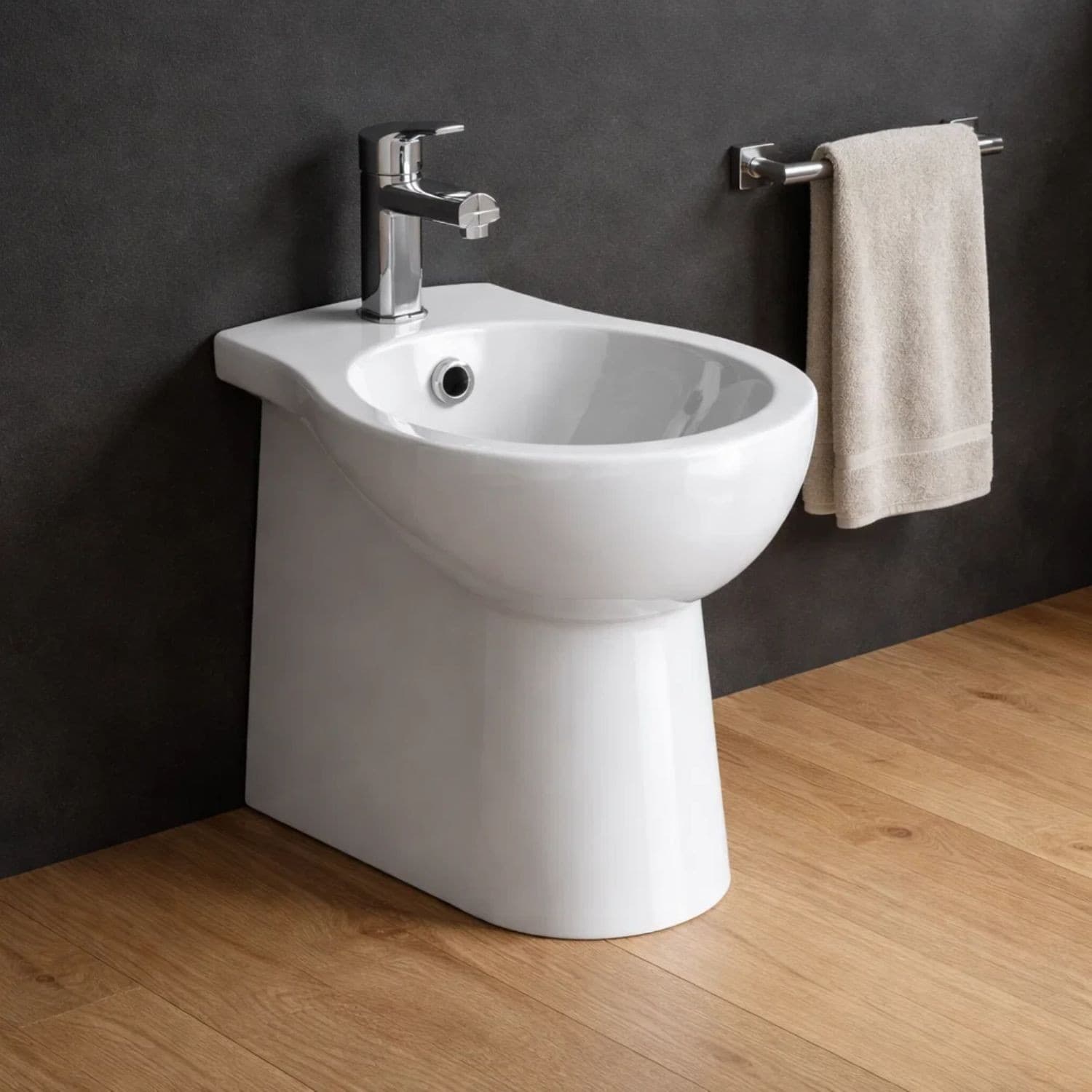 Bidet Dark Ceramica Bianco Lucido A Pavimento Elegante E Moderno - 7