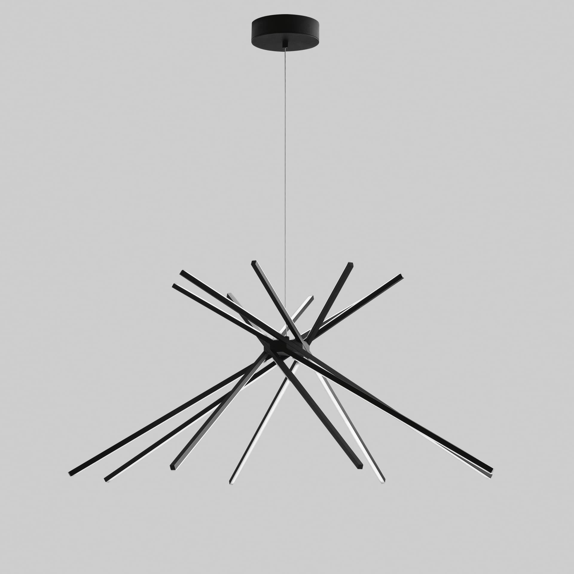 SOSPENSIONE LED SHANGHAI NERA 56W 6560LM 3000K 113X51,5X160CM - 2