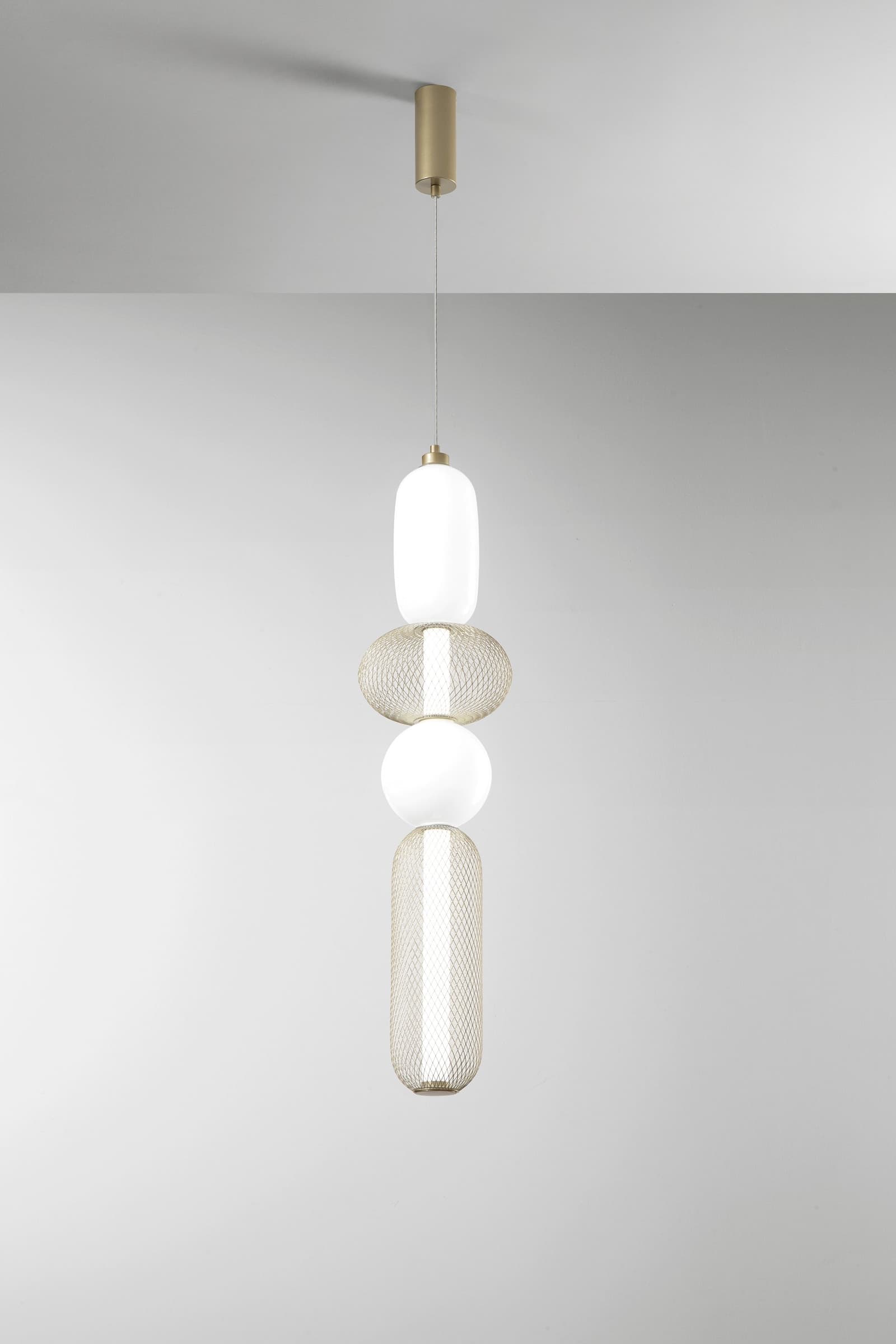 SOSPENSIONE LED INKAS ORO IN VETRO 31W 3720LM CCT 3000/3500/4000K 98X22X22CM - 2
