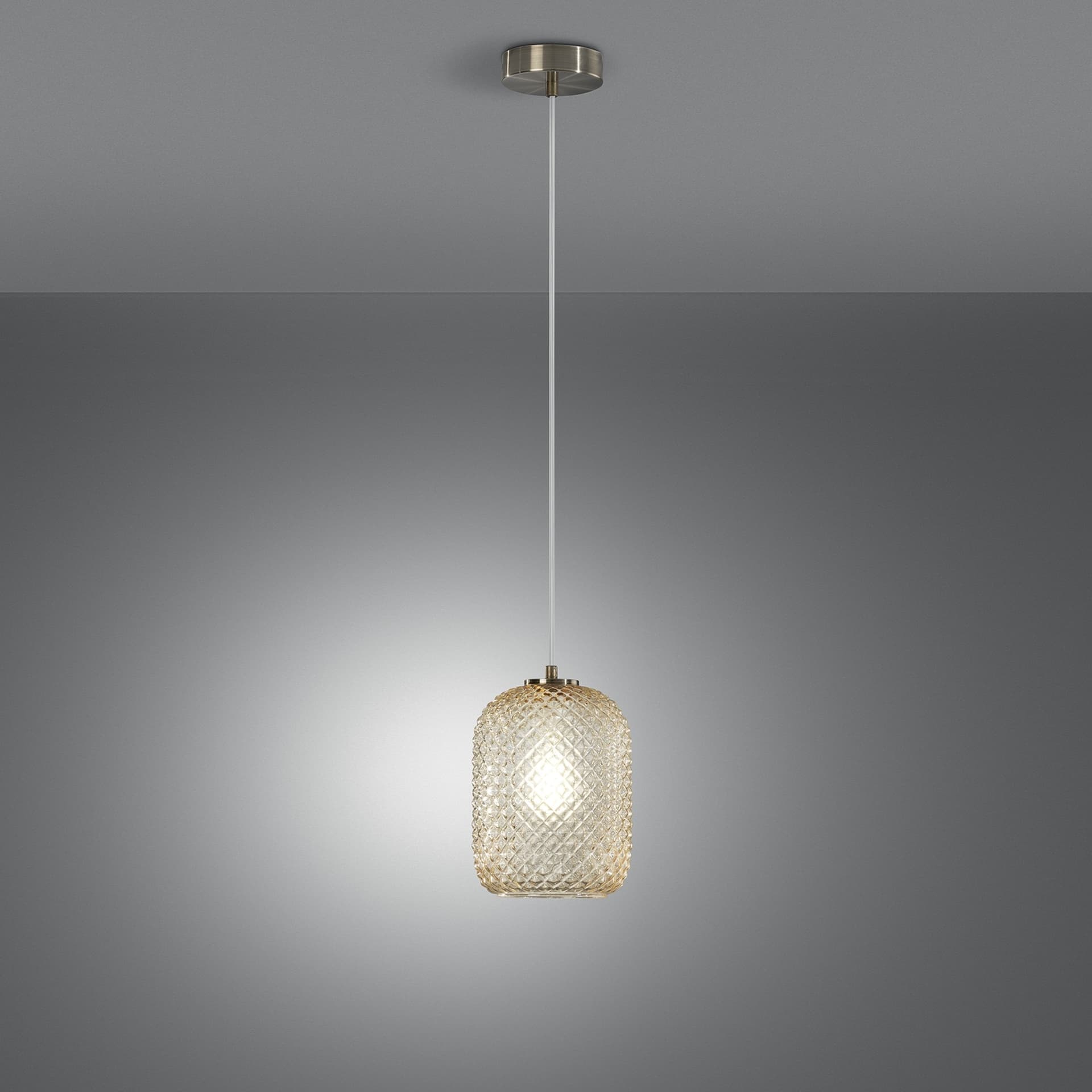 SOSPENSIONE ASHFORD OVALE AMBRA 1XE27 15X150CM - 2