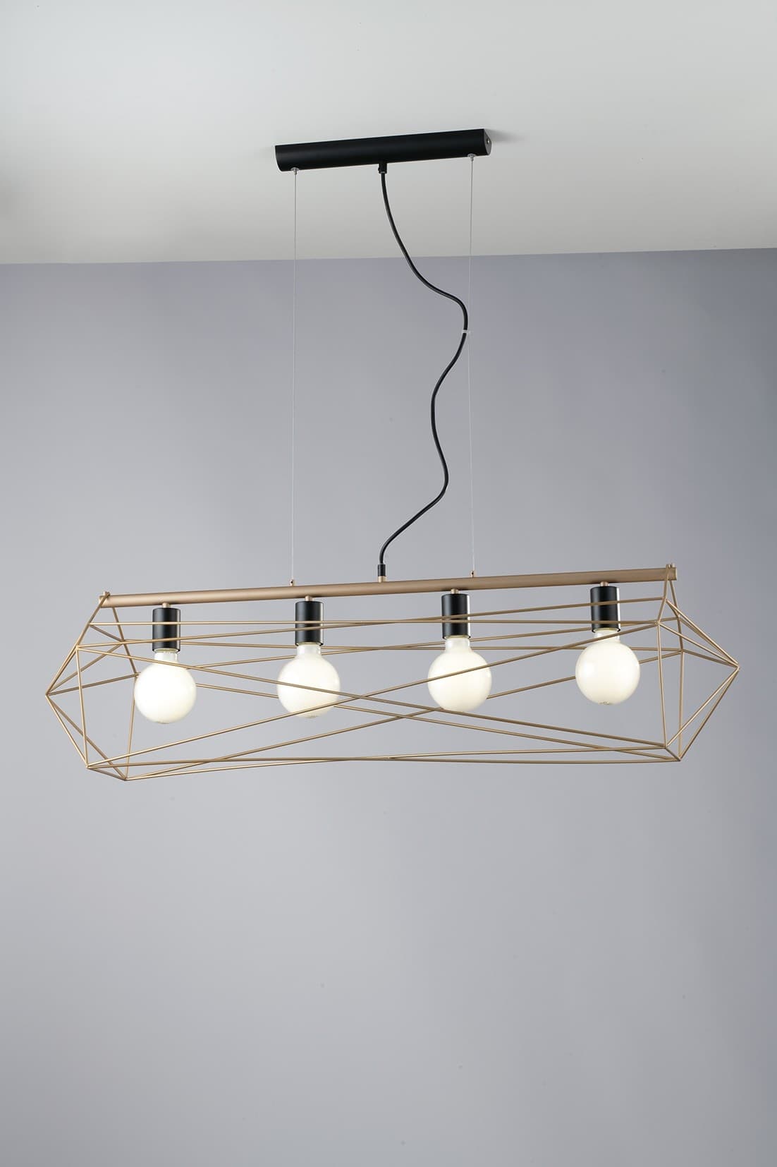 SOSPENSIONE ABRAXAS NERA/ORO 4XE27 106X29,5X150CM - 2