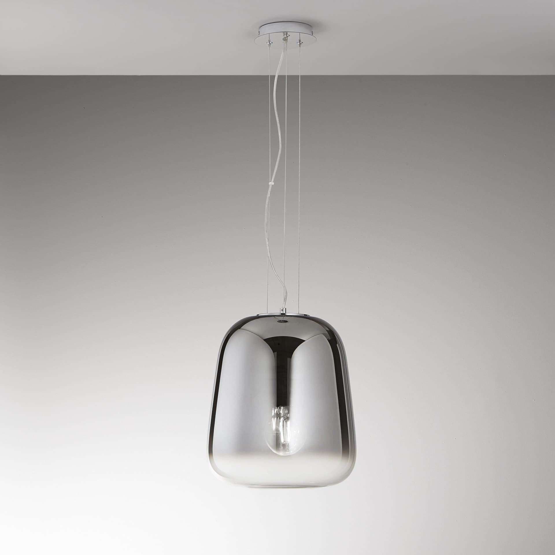 SOSPENSIONE SMOKE CROMO LED 1XE27 34X150CM - 2