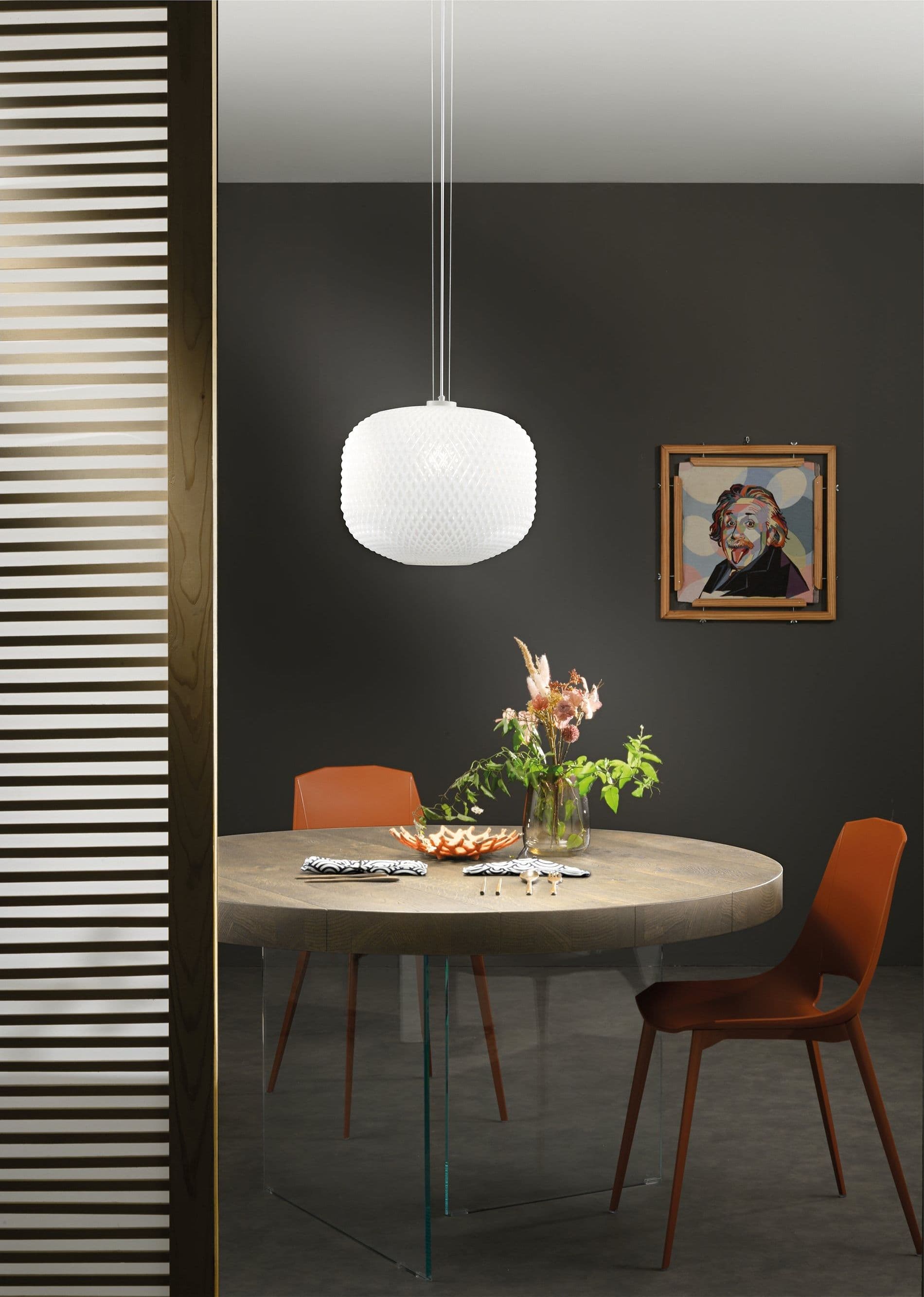 SOSPENSIONE ASHFORD SFERICA BIANCA 1XE27 40X150CM - 2