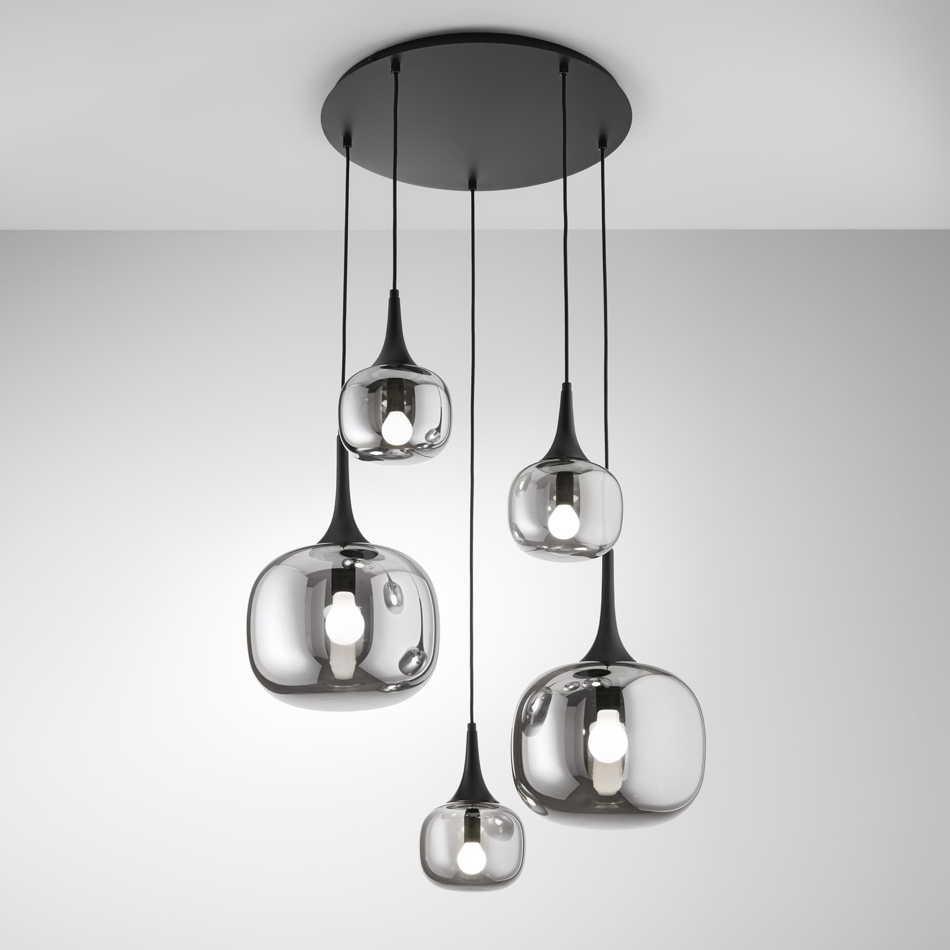 SOSPENSIONE JAIPUR FUME'/NERA 2XE27+3XE14 70X70X200CM - 2