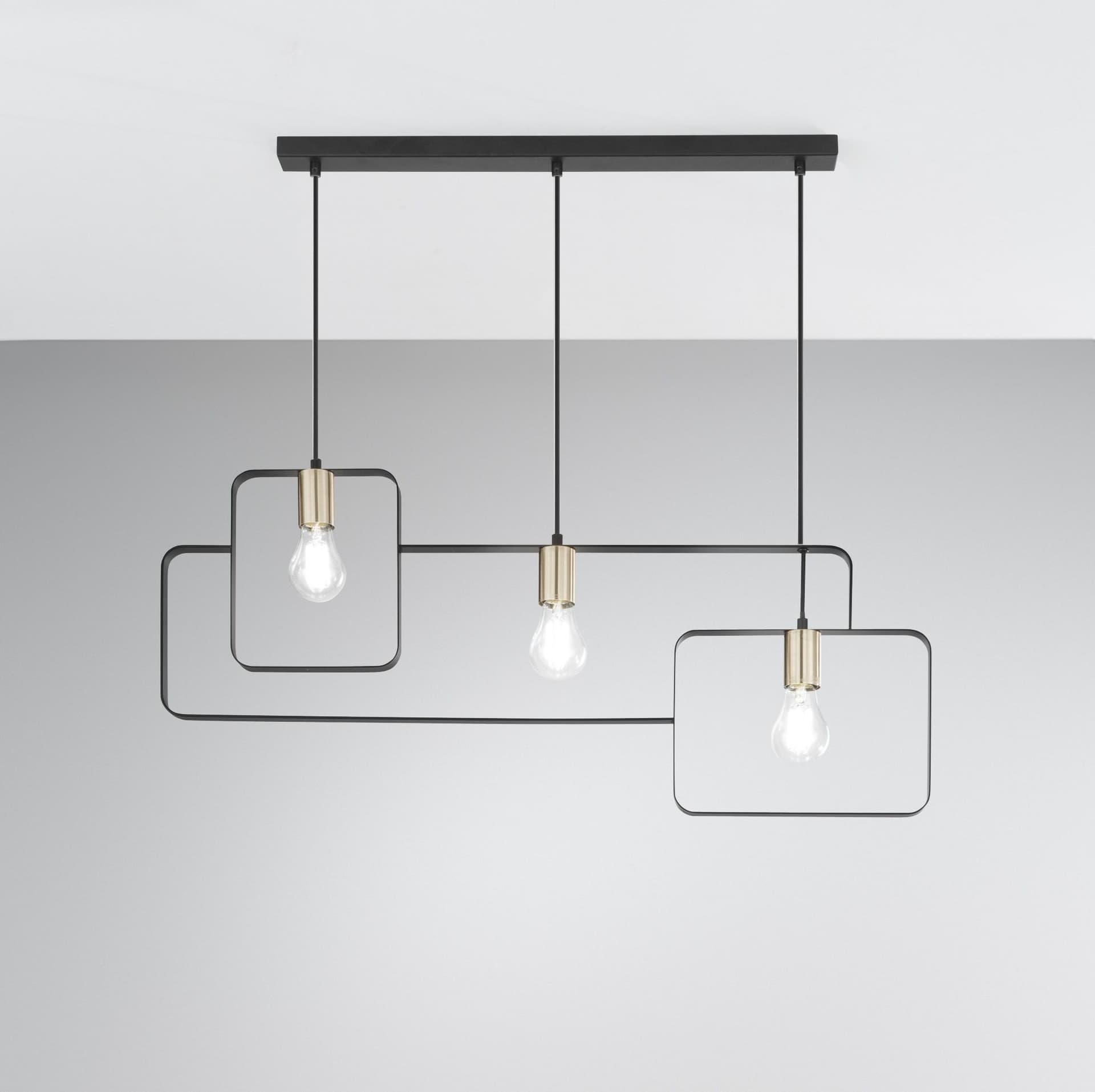 SOSPENSIONE SMITH NERA/ORO 3XE27 88,5X150CM - 2