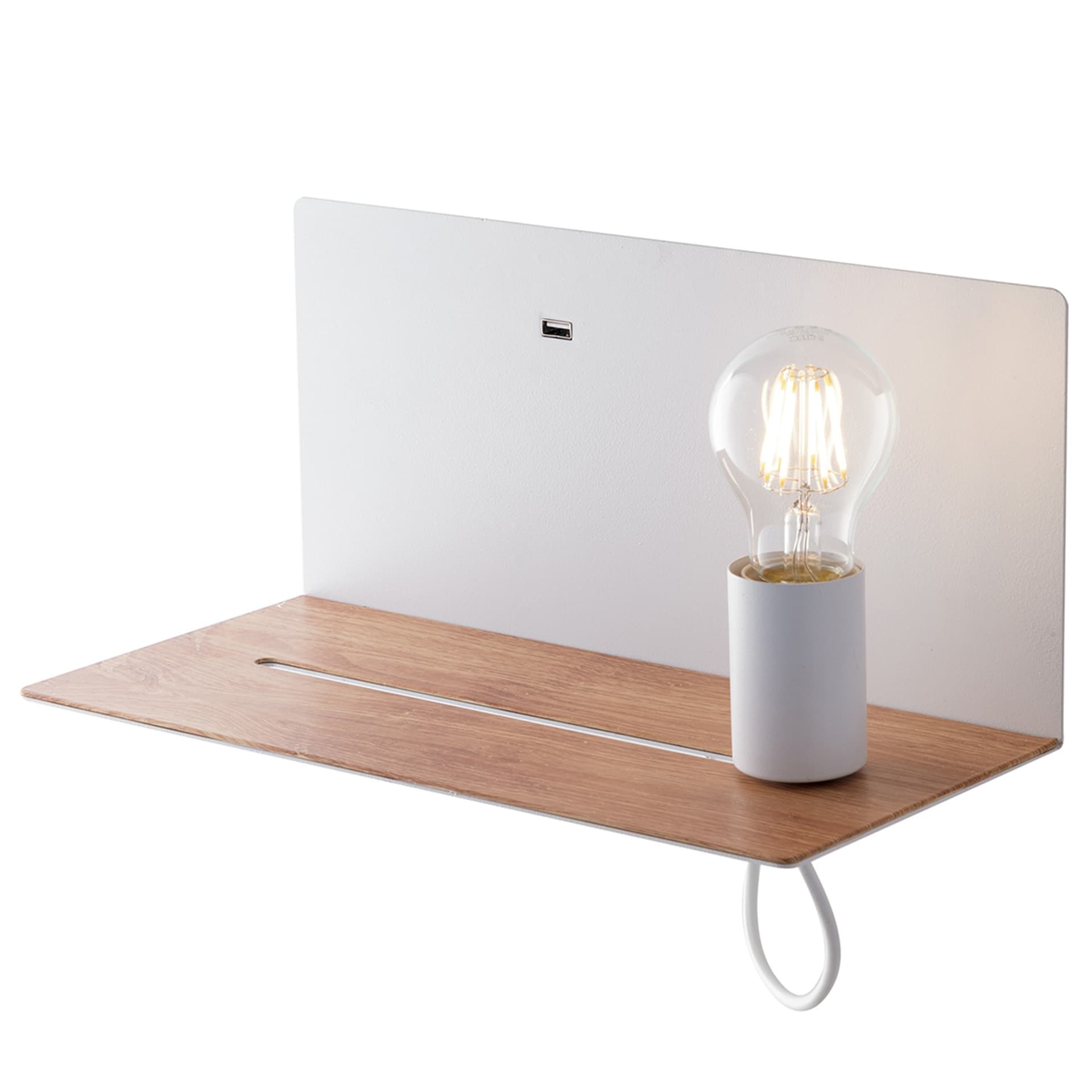 Applique con Mensola Bianca o Nera 2A USB E27 - 6