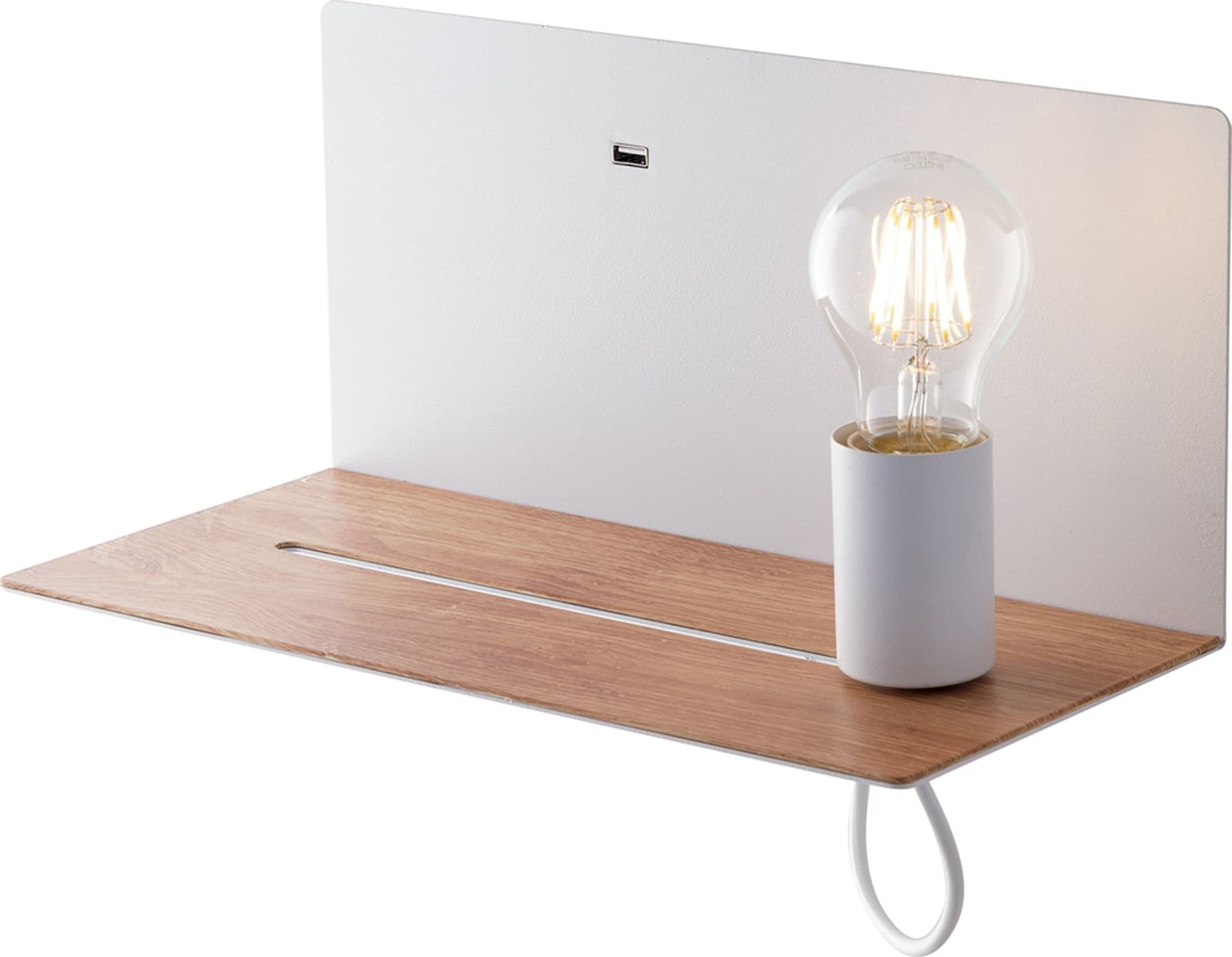 Applique con Mensola Bianca o Nera 2A USB E27 - 1